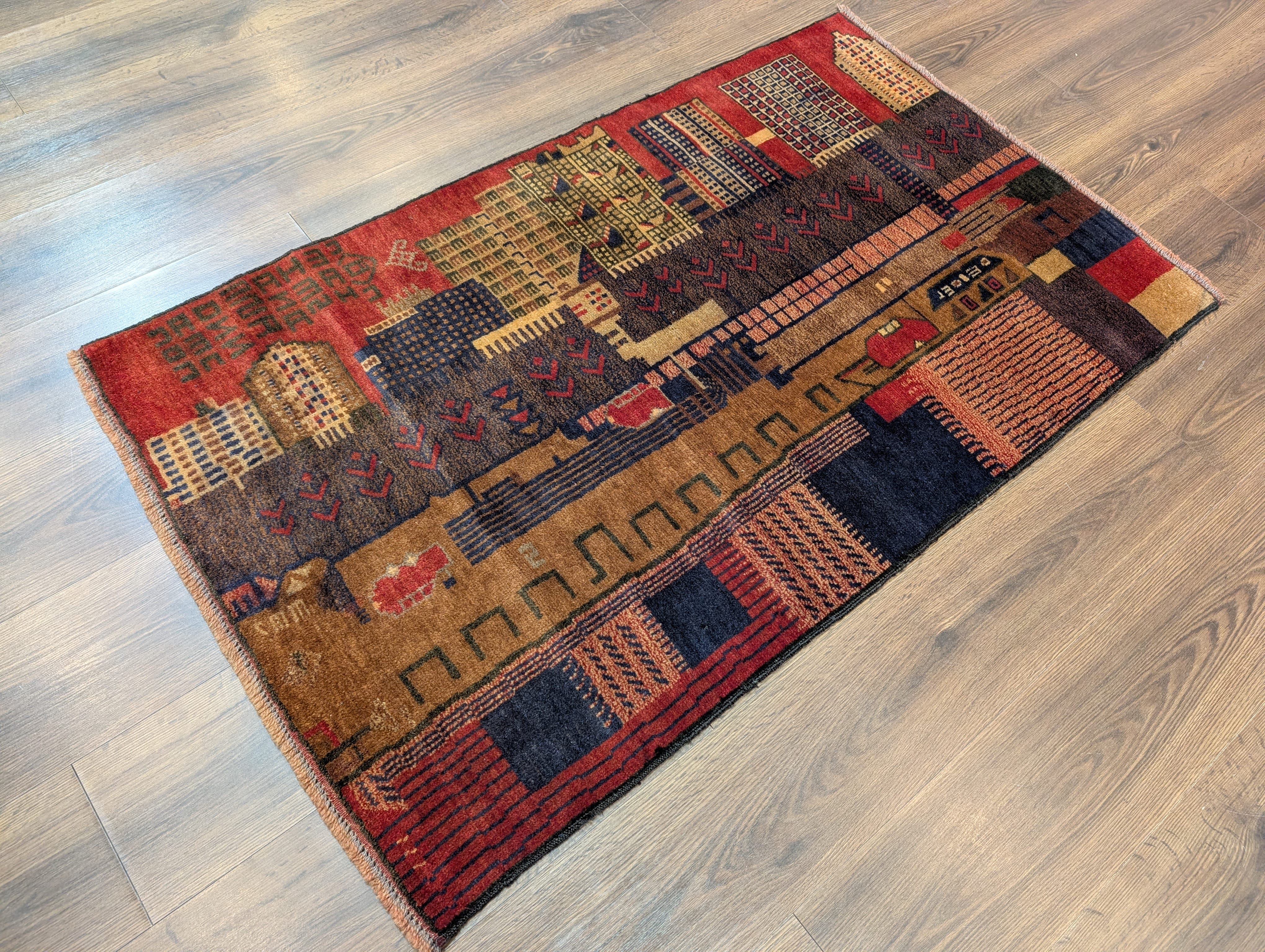 Afghan Rug 3x5, Pictorial Scene, Balouchi Carpet, Handmade, Wool, New - Jewel Rugs