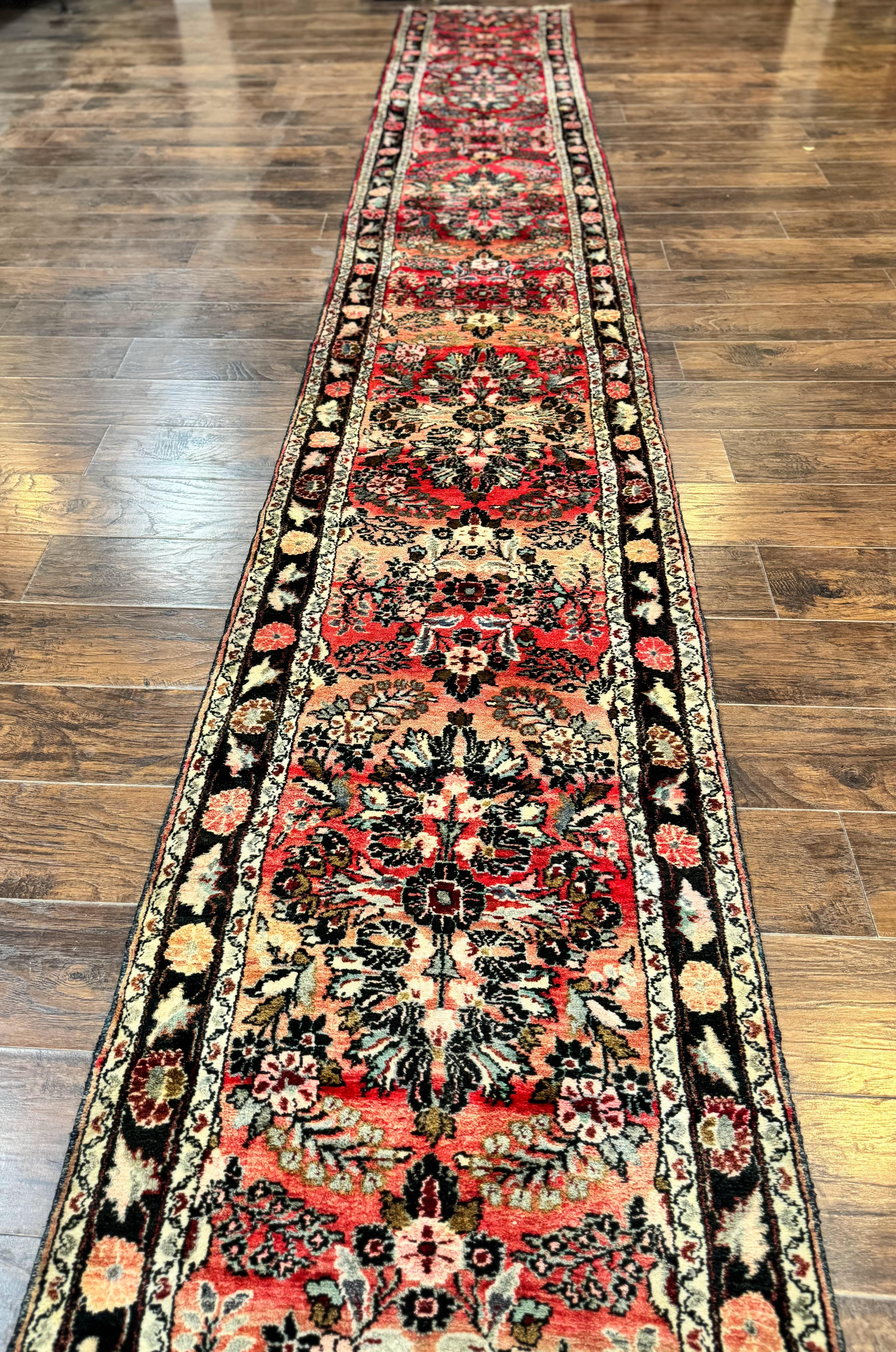 Antique Persian Runner Rug 2.7 x 20 Red Long Runner for Hallway Wool Handmade - Jewel Rugs