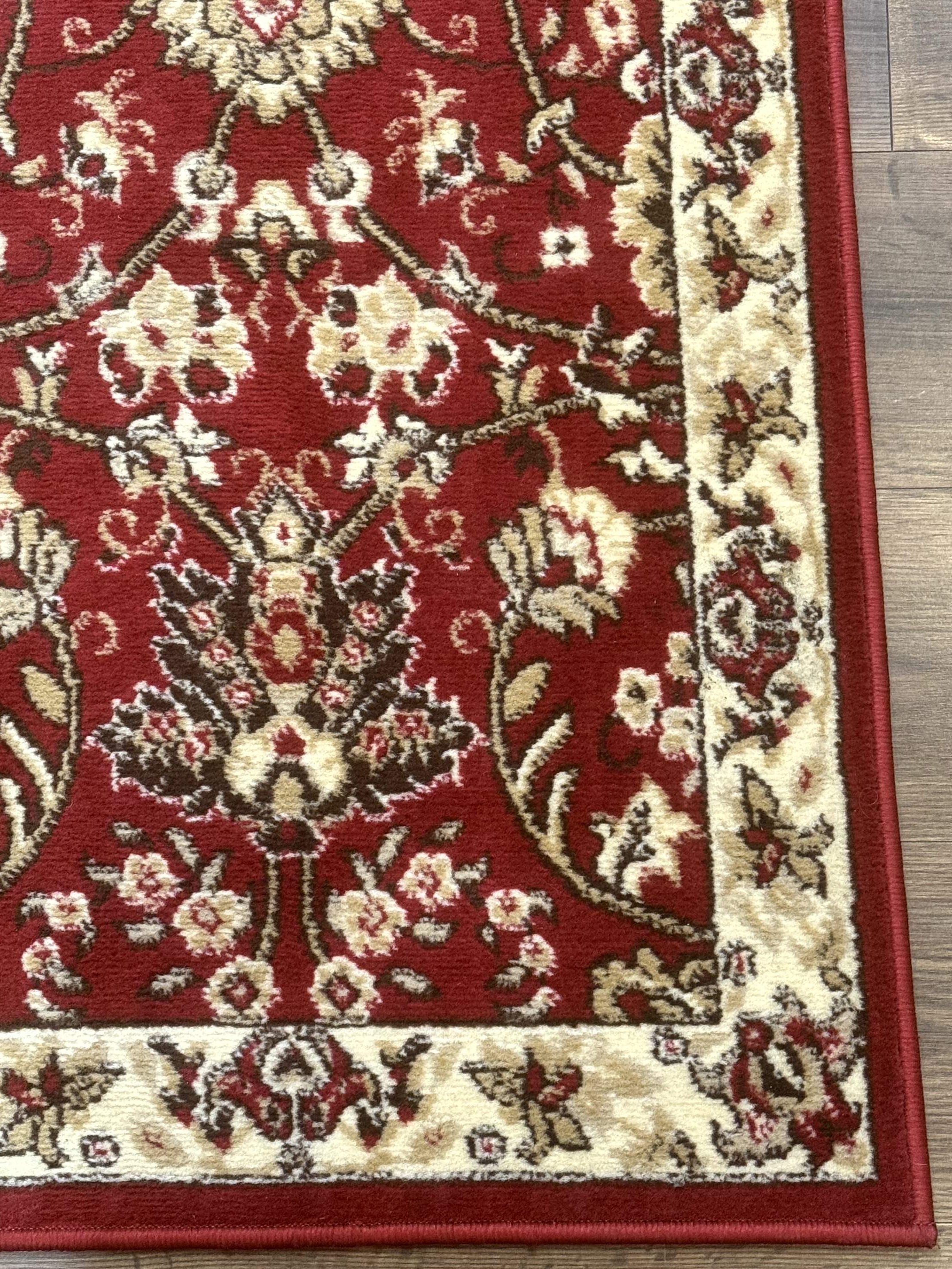 Oriental Runner Rug 2 x 8, Red and Ivory, Floral, 8ft Runner for Hallway - Jewel Rugs