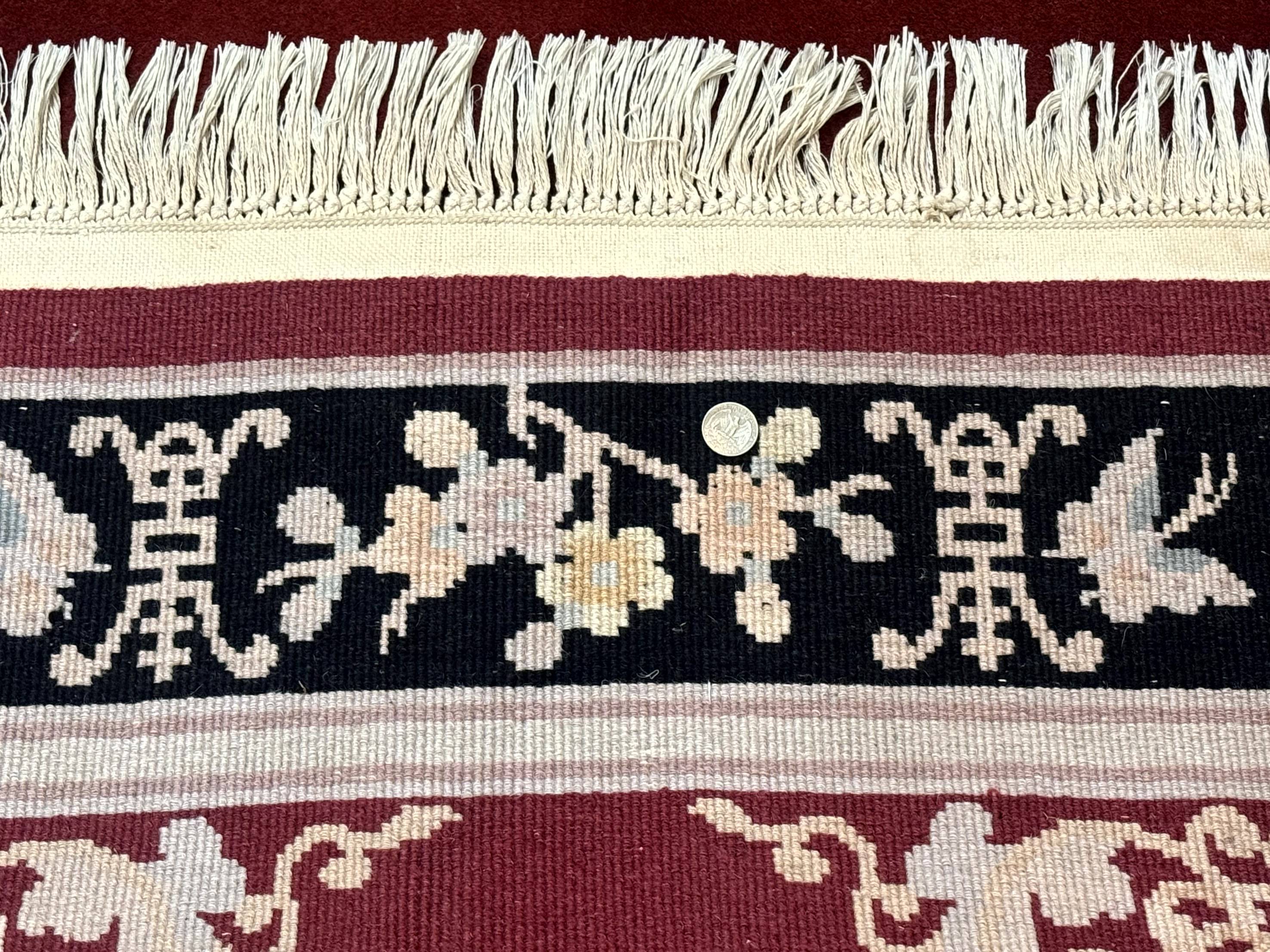 Dark Red Chinese Wool Rug 4x6, Chinese 90 Line Rug, Carving Rug, Handmade, Pair B - Jewel Rugs