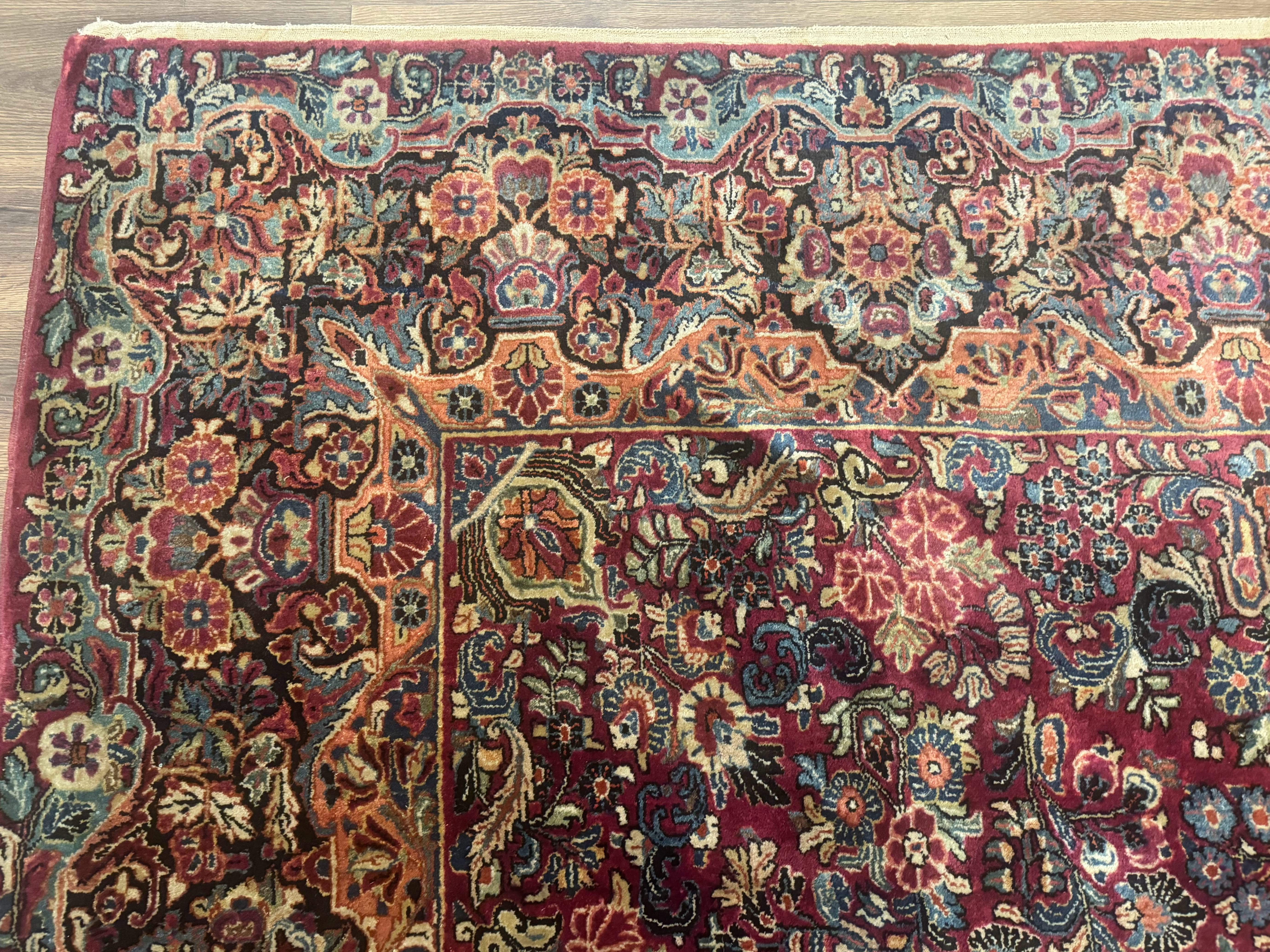 Antique Persian Sarouk Rug 9x12, Red, Floral Allover - Jewel Rugs