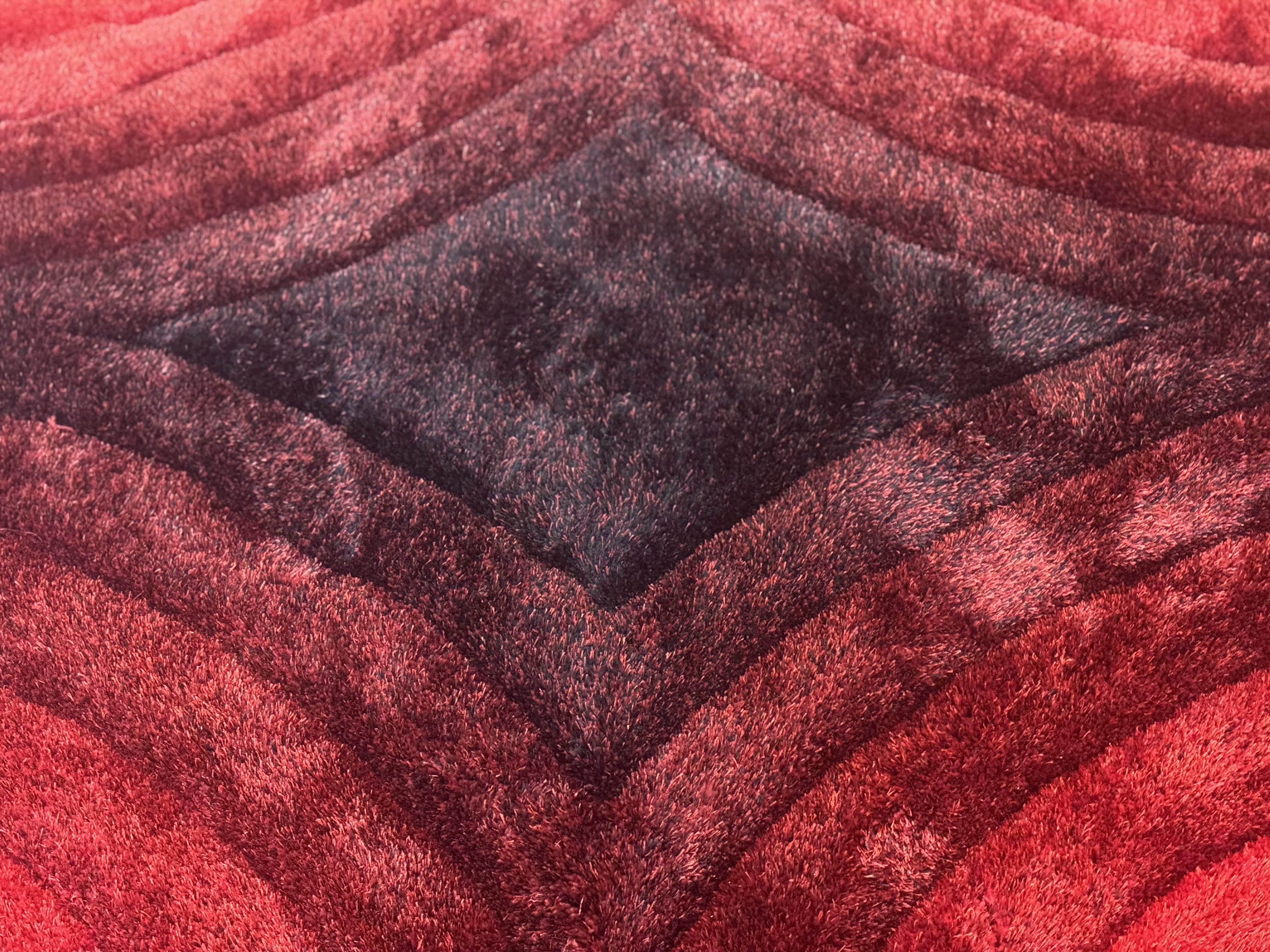 Red and Black Shag Rug 5x7, Pair B - Jewel Rugs