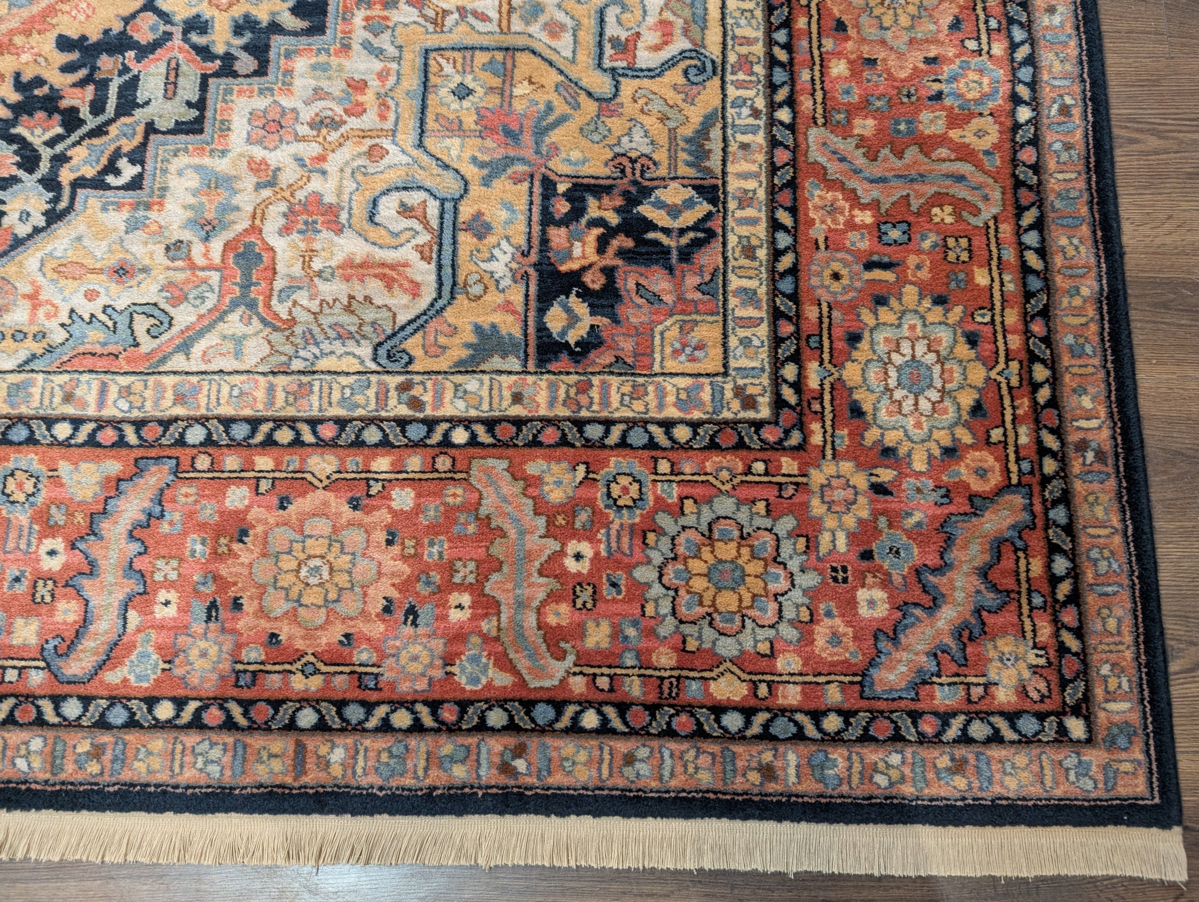 Karastan Rug 8.8 x 12 Navy Heriz #701, Vintage Wool Karastan Carpet - Jewel Rugs