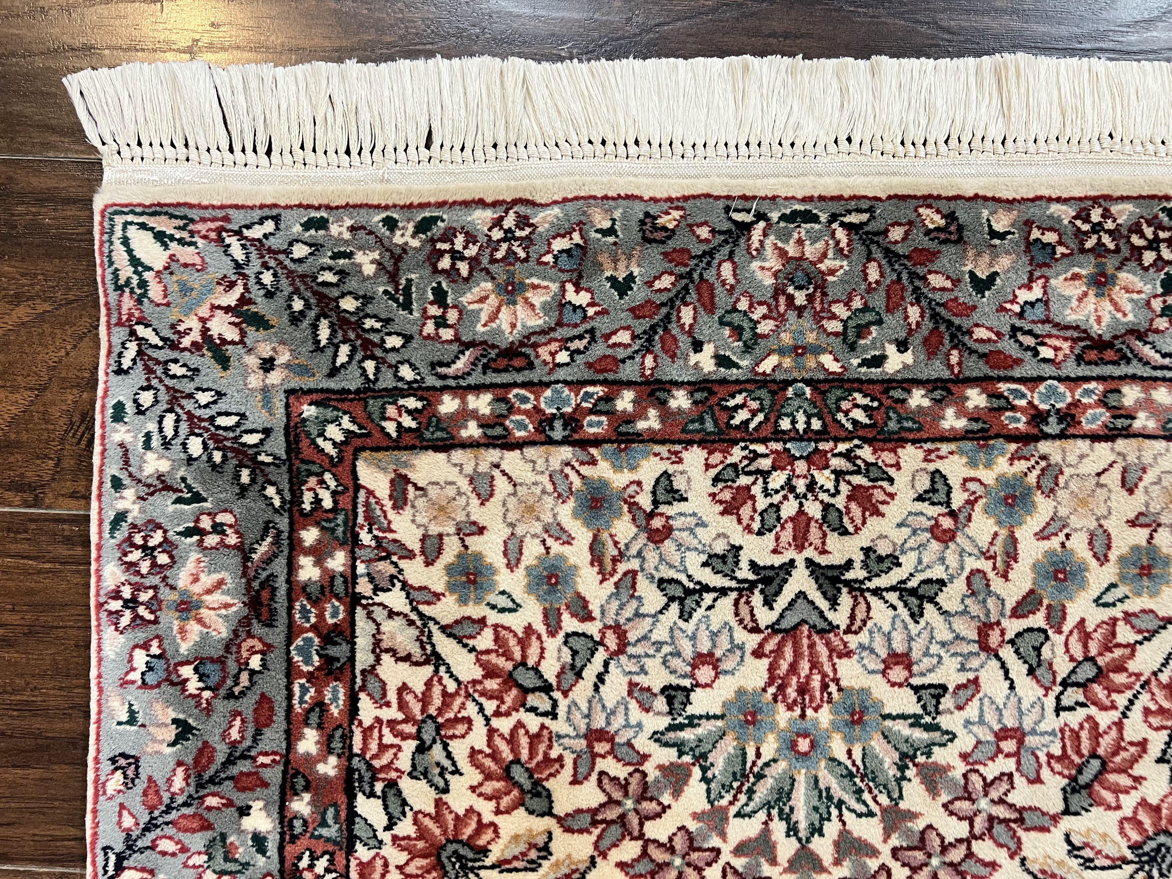 Sino Persian Runner Rug 2.7 x 10, Floral Kirman Lavar Carpet for Hallway, Cream, Handmade Wool Vintage Rug - Jewel Rugs