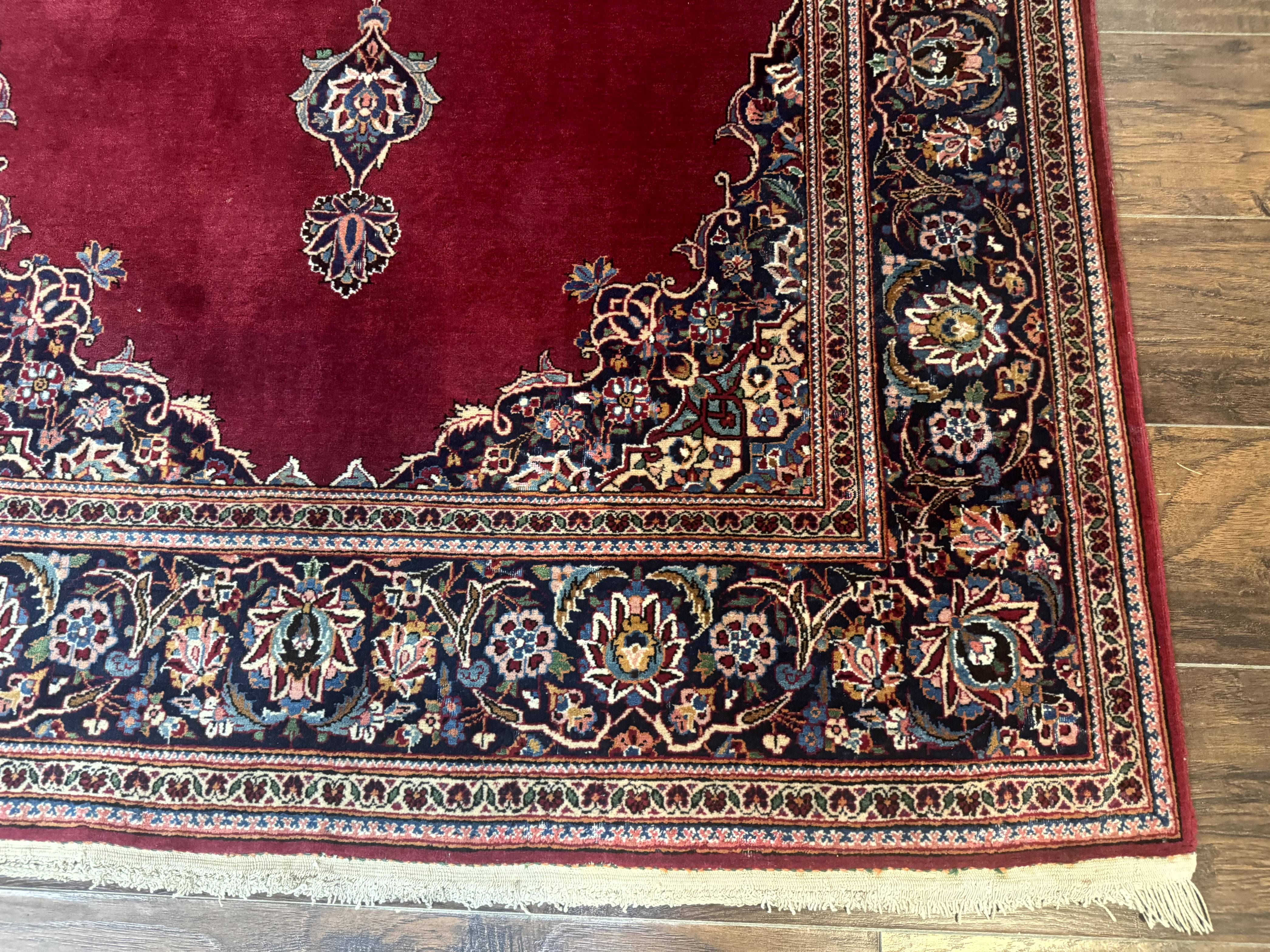 Antique Persian Kashan Rug 4x7, Semi Open Field, Pomegranate Red - Jewel Rugs