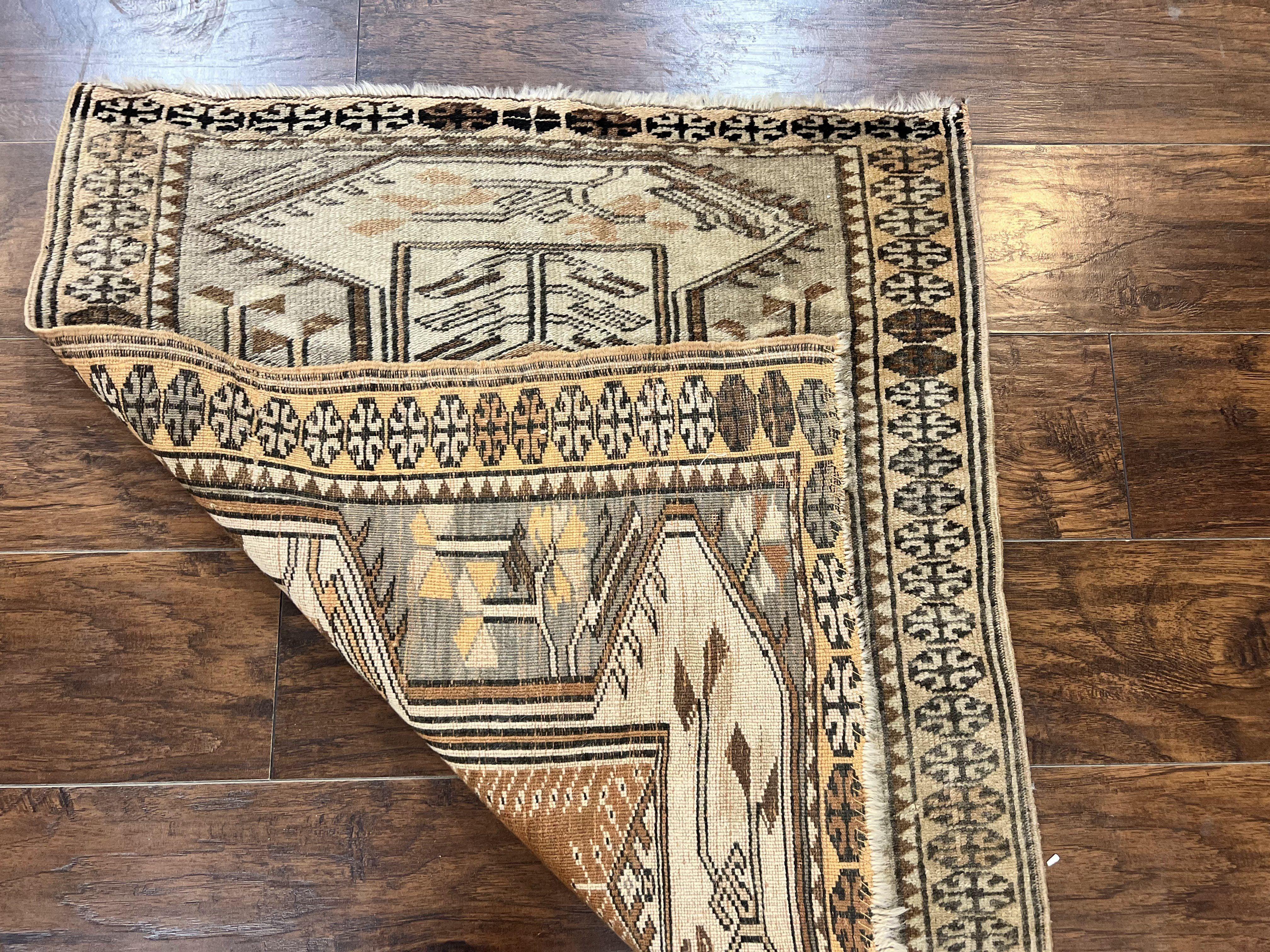 Turkish Kazak Rug 3x3, Wool Hand Knotted Antique Carpet, 3ft Square Area Rug, Boho Rug, Small Geometric Rug - Jewel Rugs