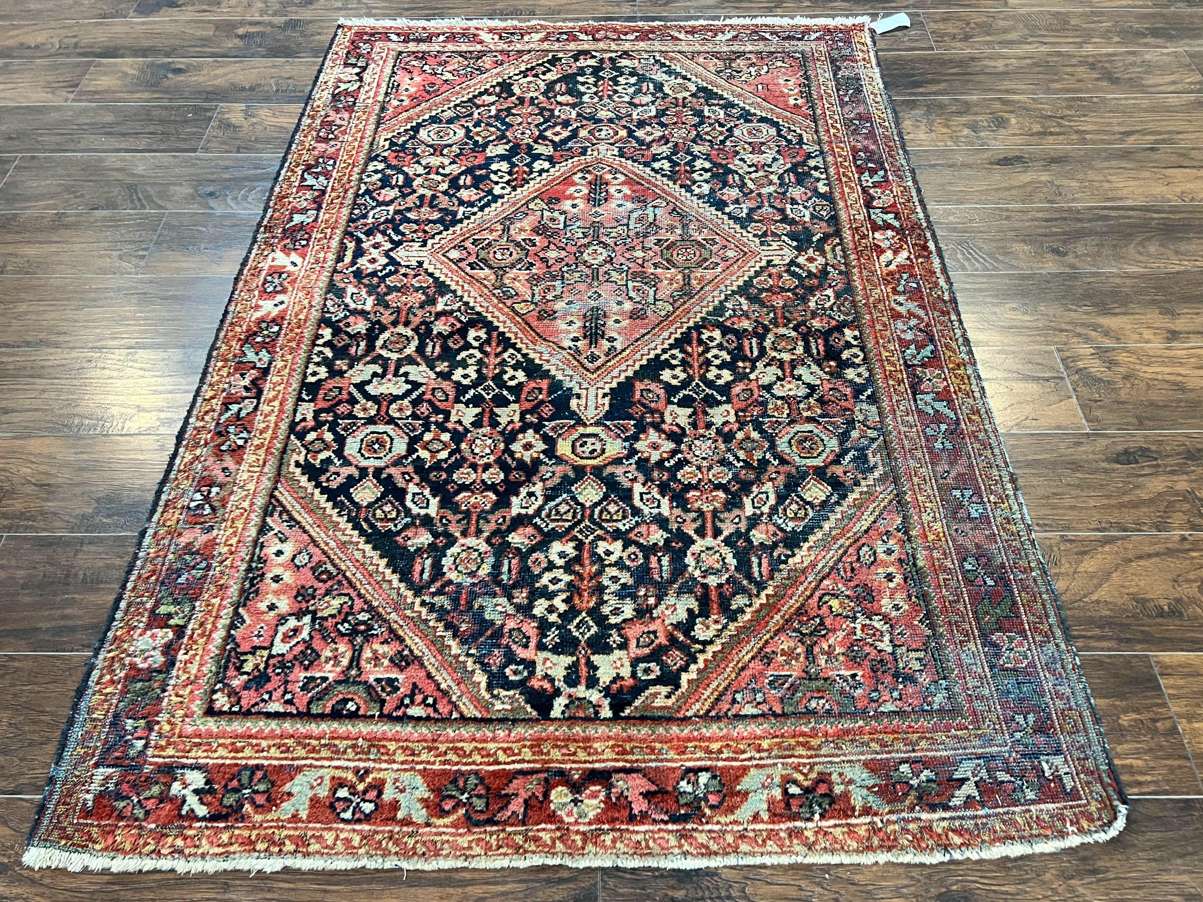 Antique Persian Mahal Rug 4x7, Wool Hand Knotted Tribal Geometric Carpet - Jewel Rugs