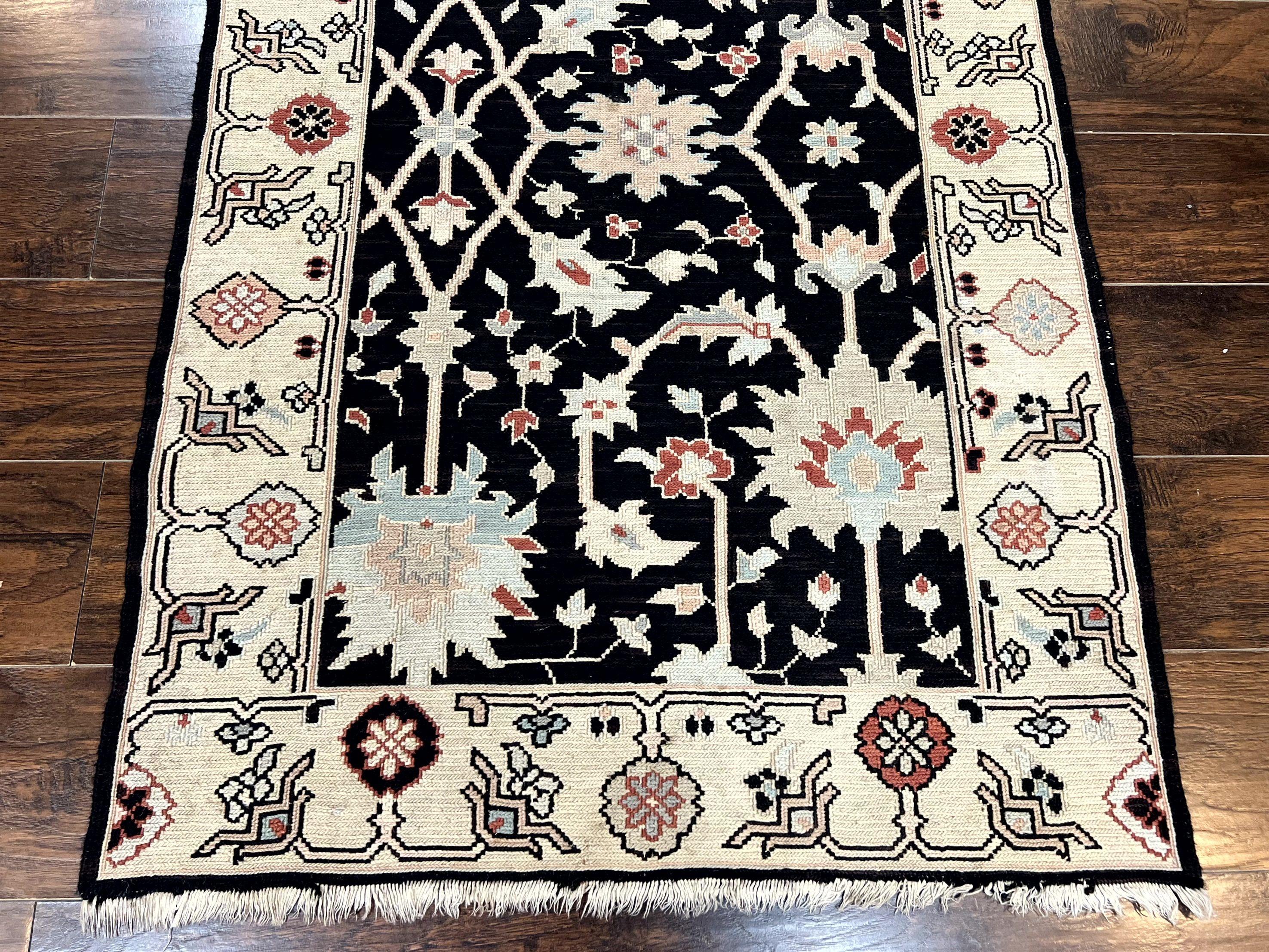 Turkish Flatweave Kilim Rug 3x5, Black, Handmade Vintage Wool Carpet - Jewel Rugs