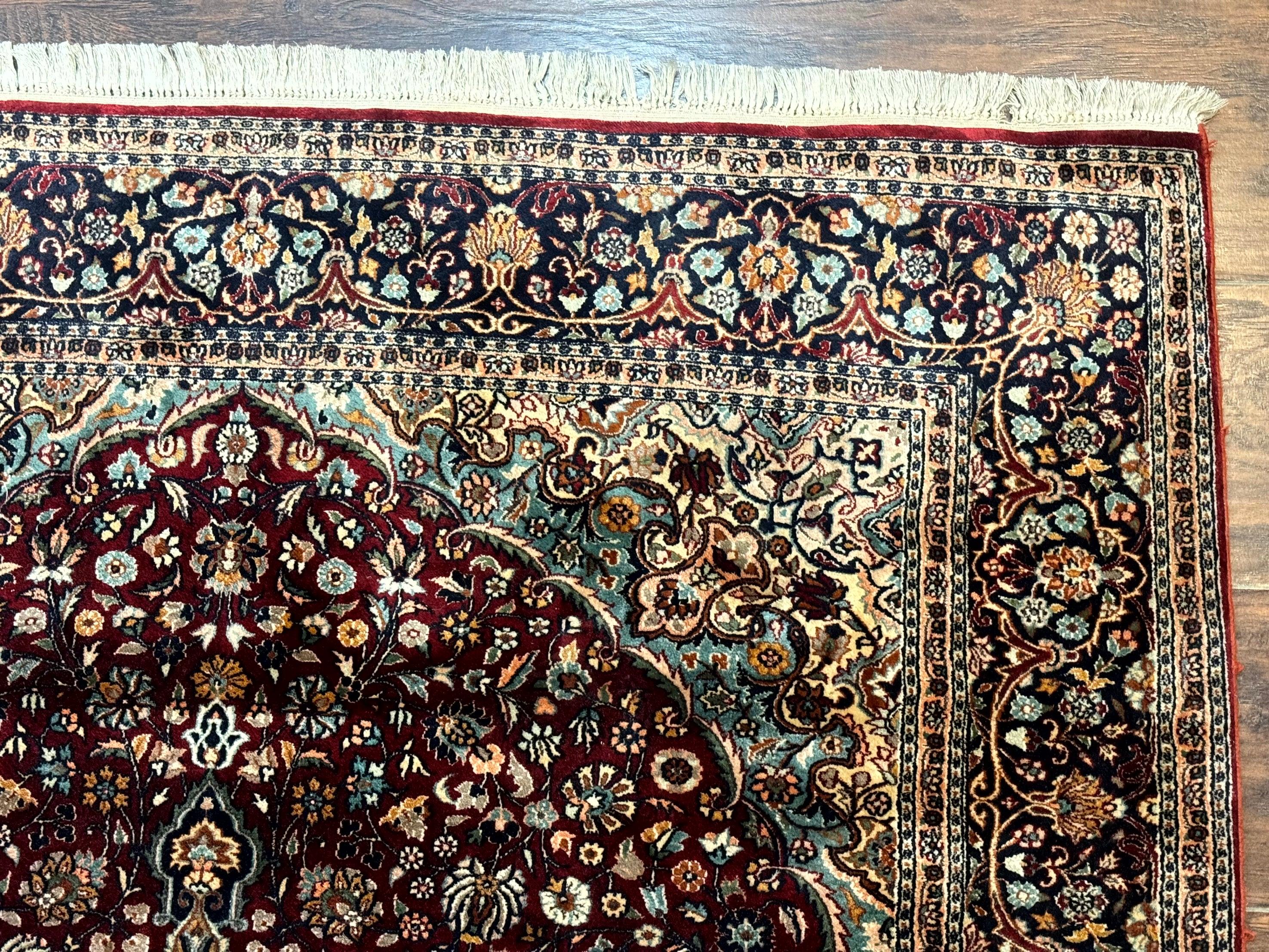 4x6 Silk Rug, Very Fine 650 KPSI, Silk Persian Carpet, Red, Floral Medallion, Sino Persian - Jewel Rugs