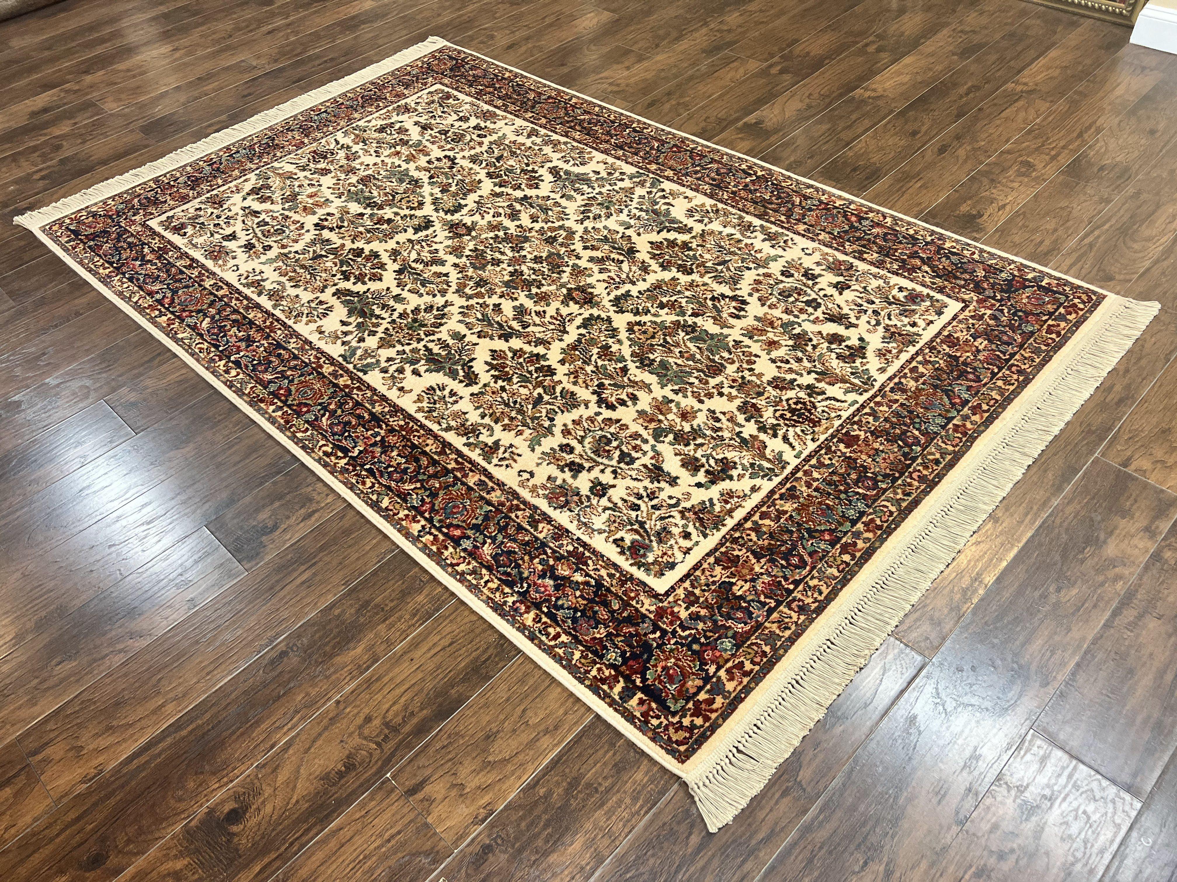 Karastan Rug 5.9 x 9, Ivory Sarouk #760, Wool Vintage Original Collection 700 Series - Jewel Rugs