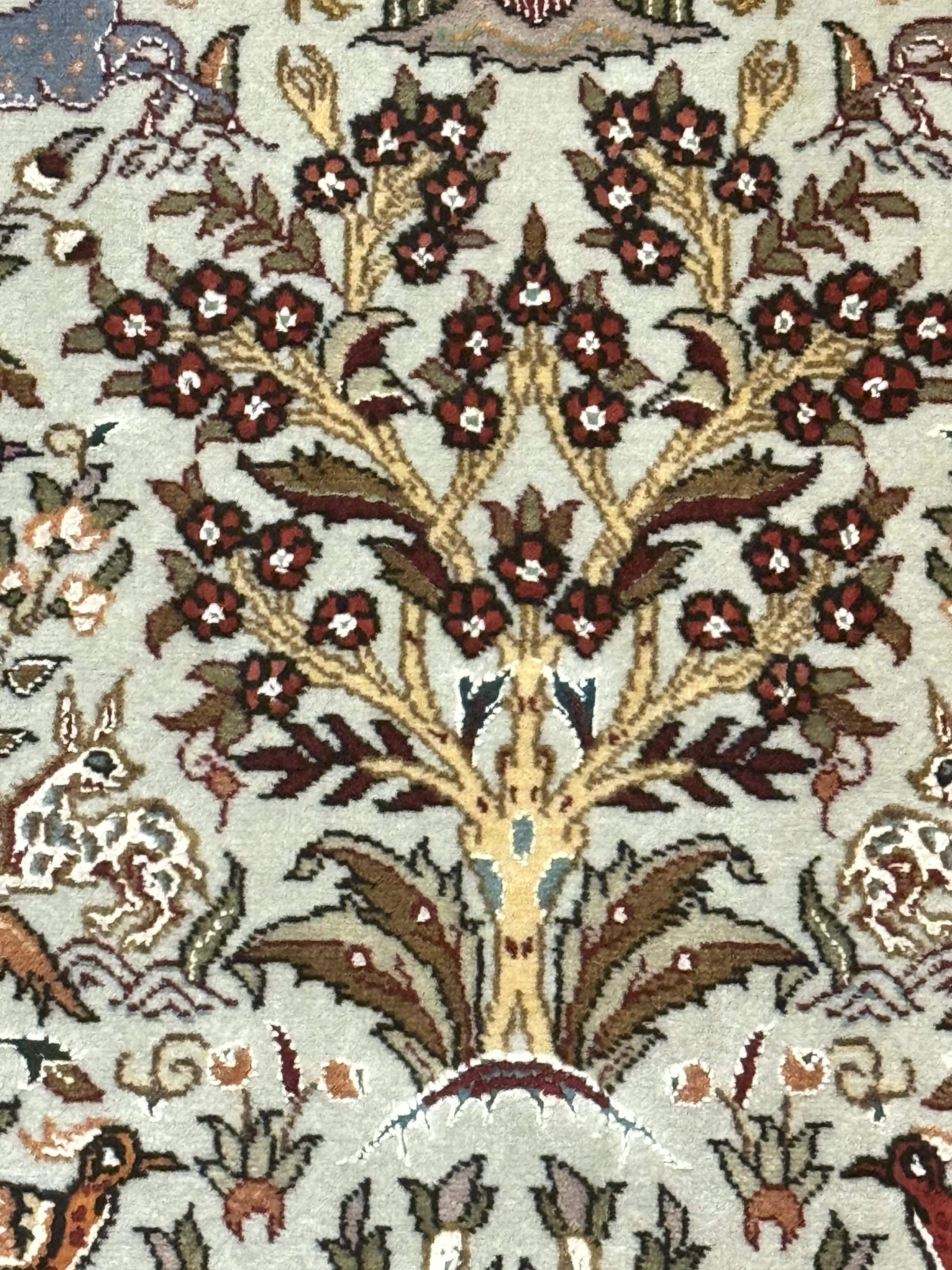 Wonderful Persian Tabriz Rug 3x5, Tree of Life, Animal Pictorials, Birds, Wool & Silk Highlights, Fine 330 KPSI - Jewel Rugs