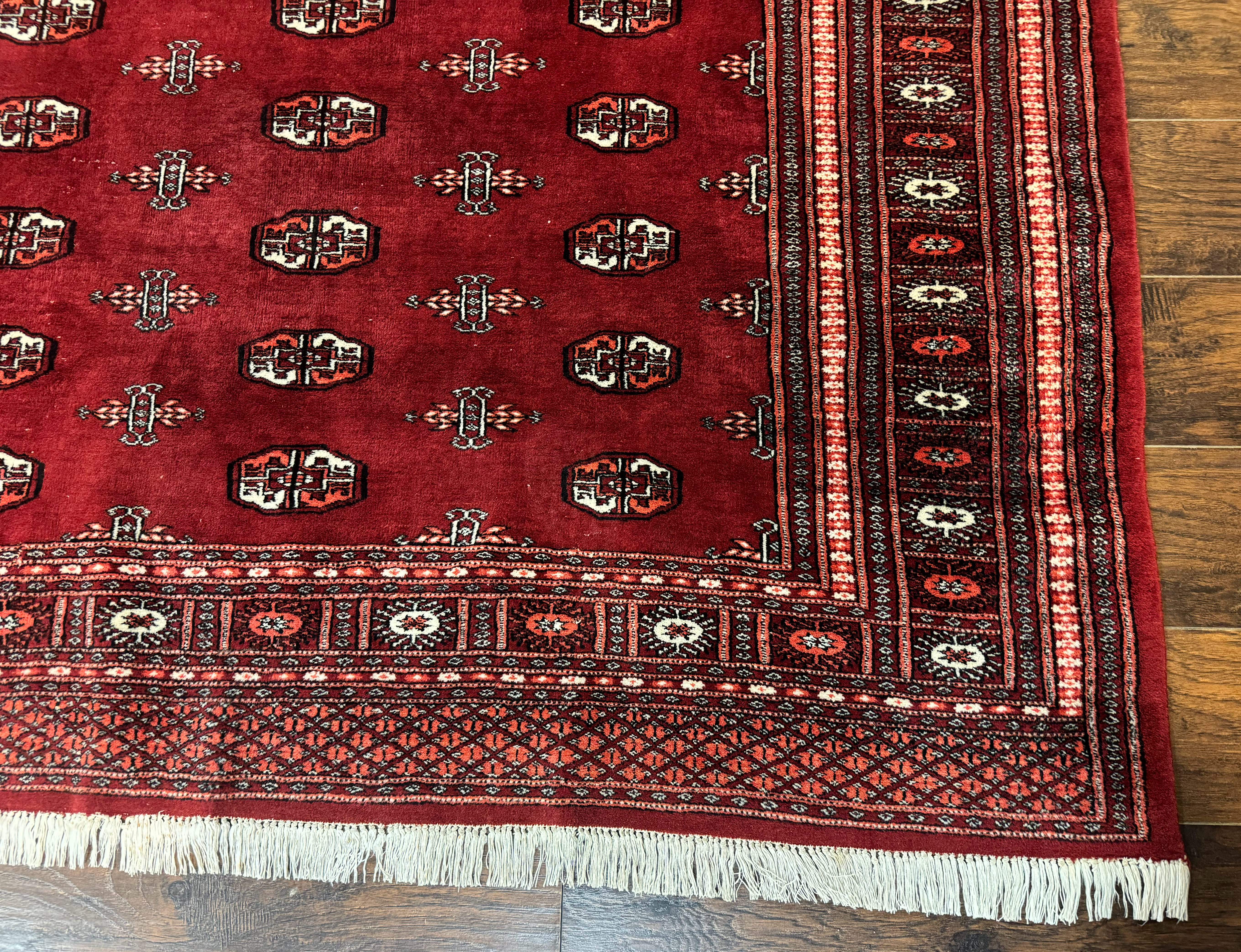 Pakistani Bokhara Rug 6x9 – Red, Hand-Knotted Wool, Vintage Turkoman Carpet - Jewel Rugs