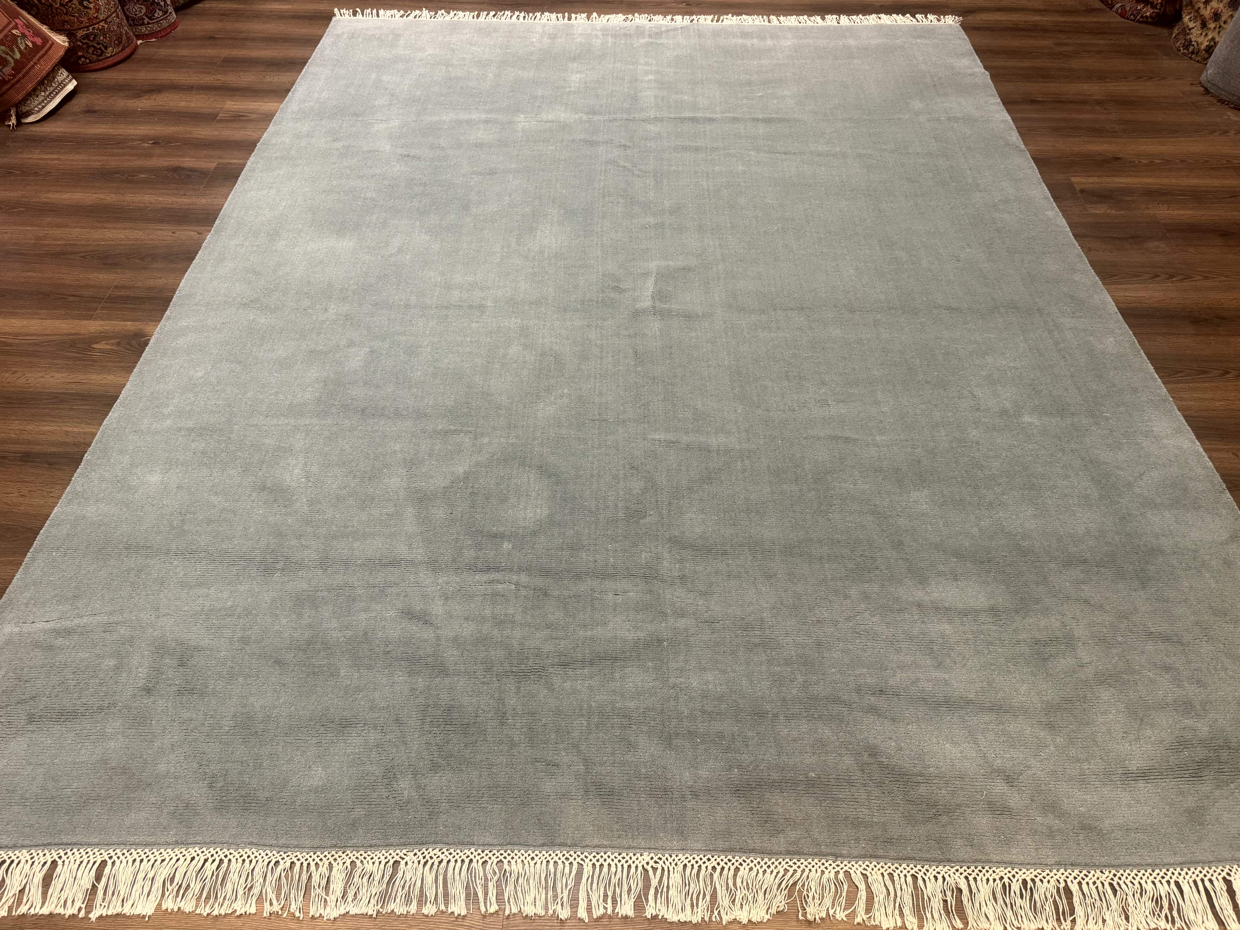 Modern Indian Rug 8x10, Wool, Smoke Blue, Pottery Barn - Jewel Rugs