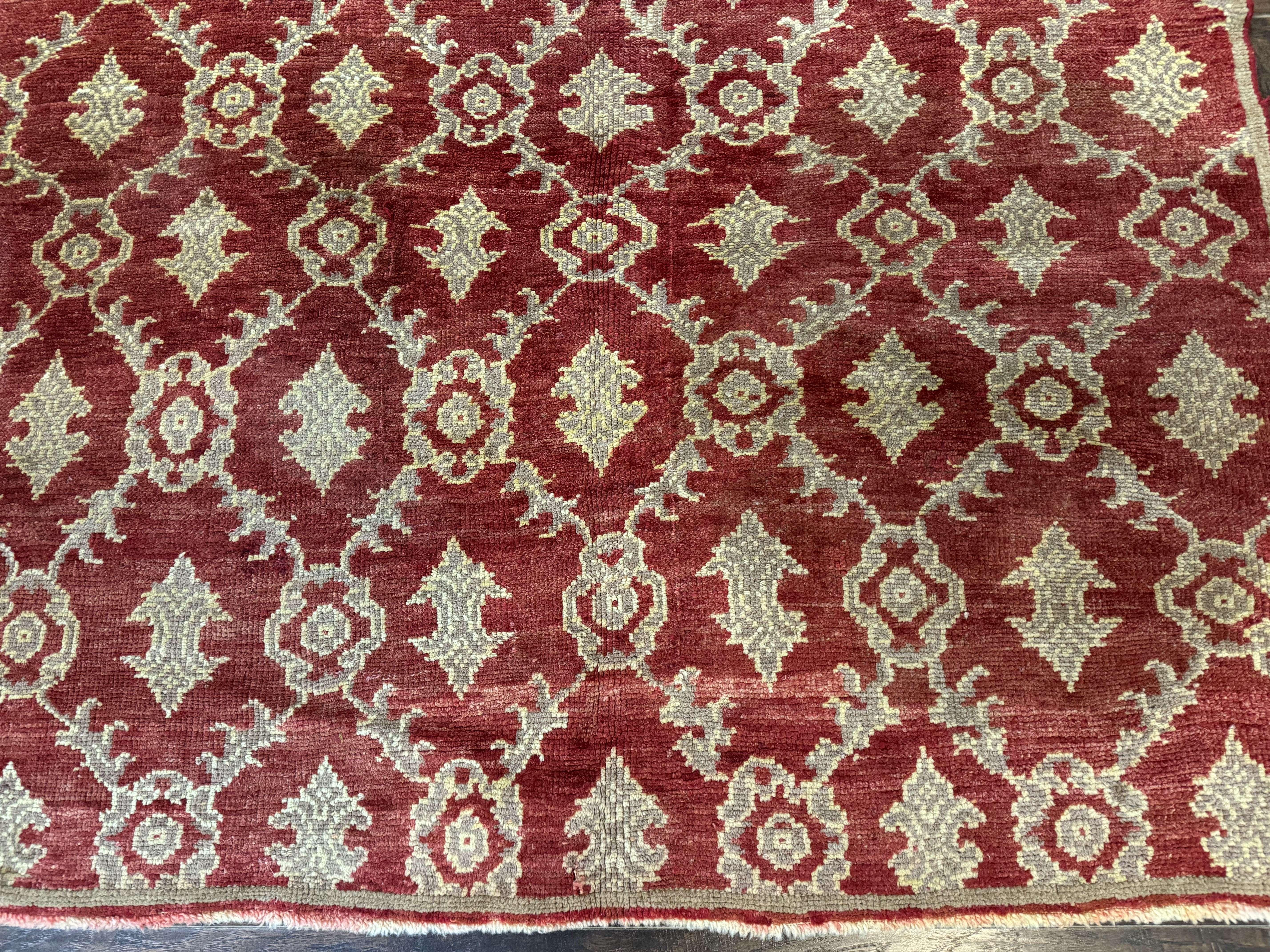 Modern Turkish Oushak Rug 5x8, Brick Red - Jewel Rugs