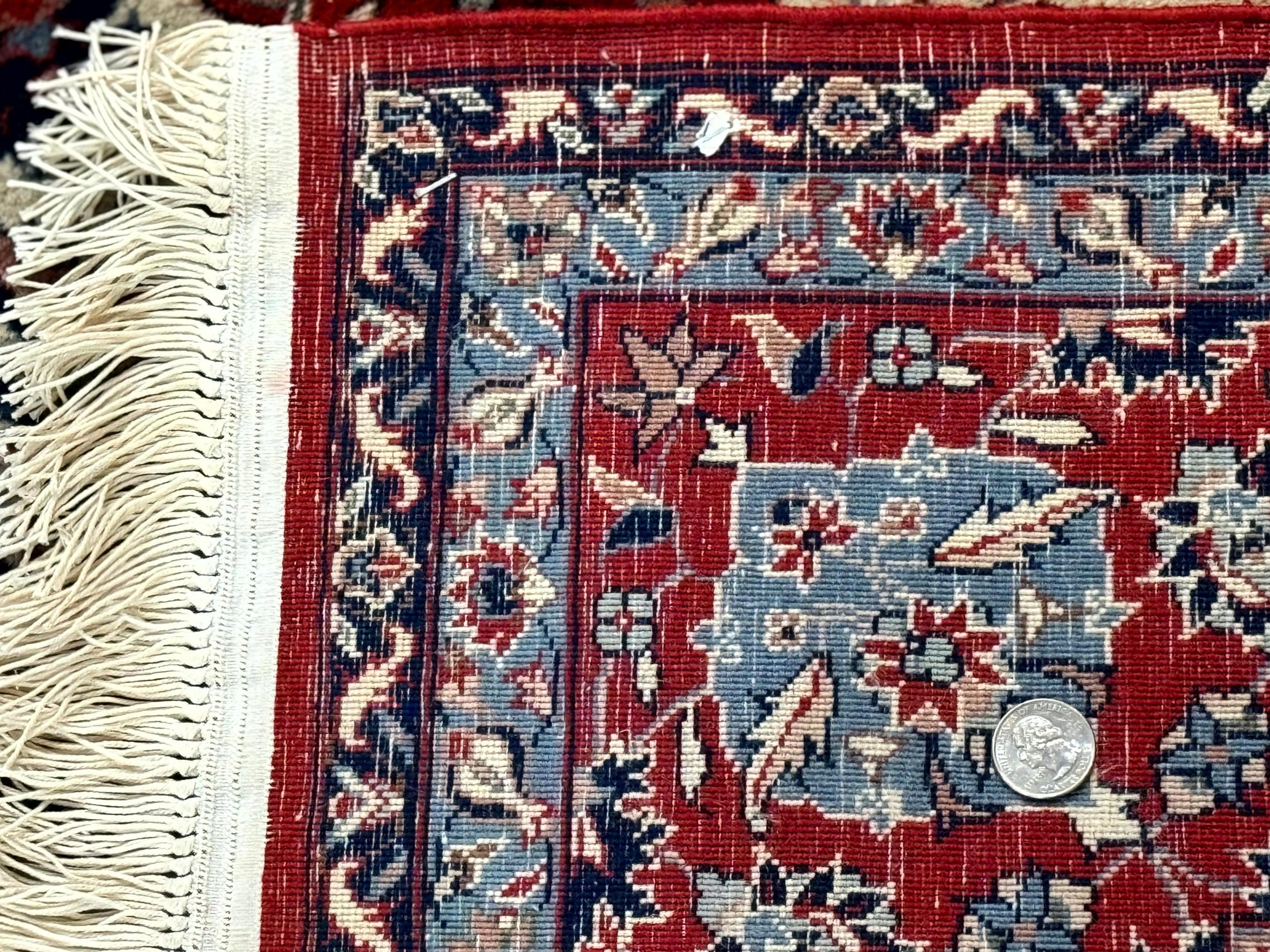 Sno Persian Rug 5x8, Signed by Master Weaver, Beige and Red, Very Fine 290 KPSI - Jewel Rugs