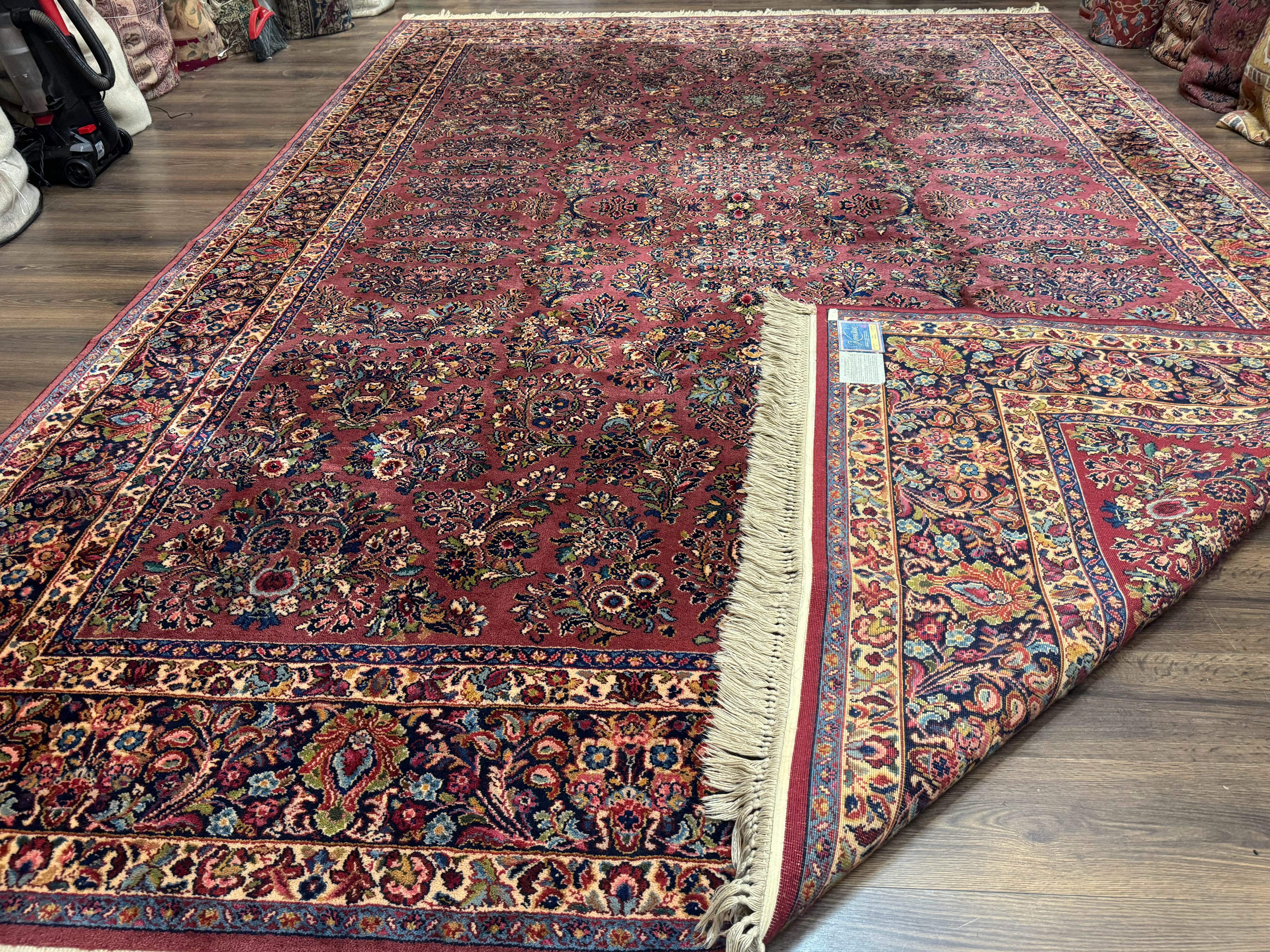 10x14 Karastan Rug Red Sarouk #785, Wool Original 700 Series - Jewel Rugs