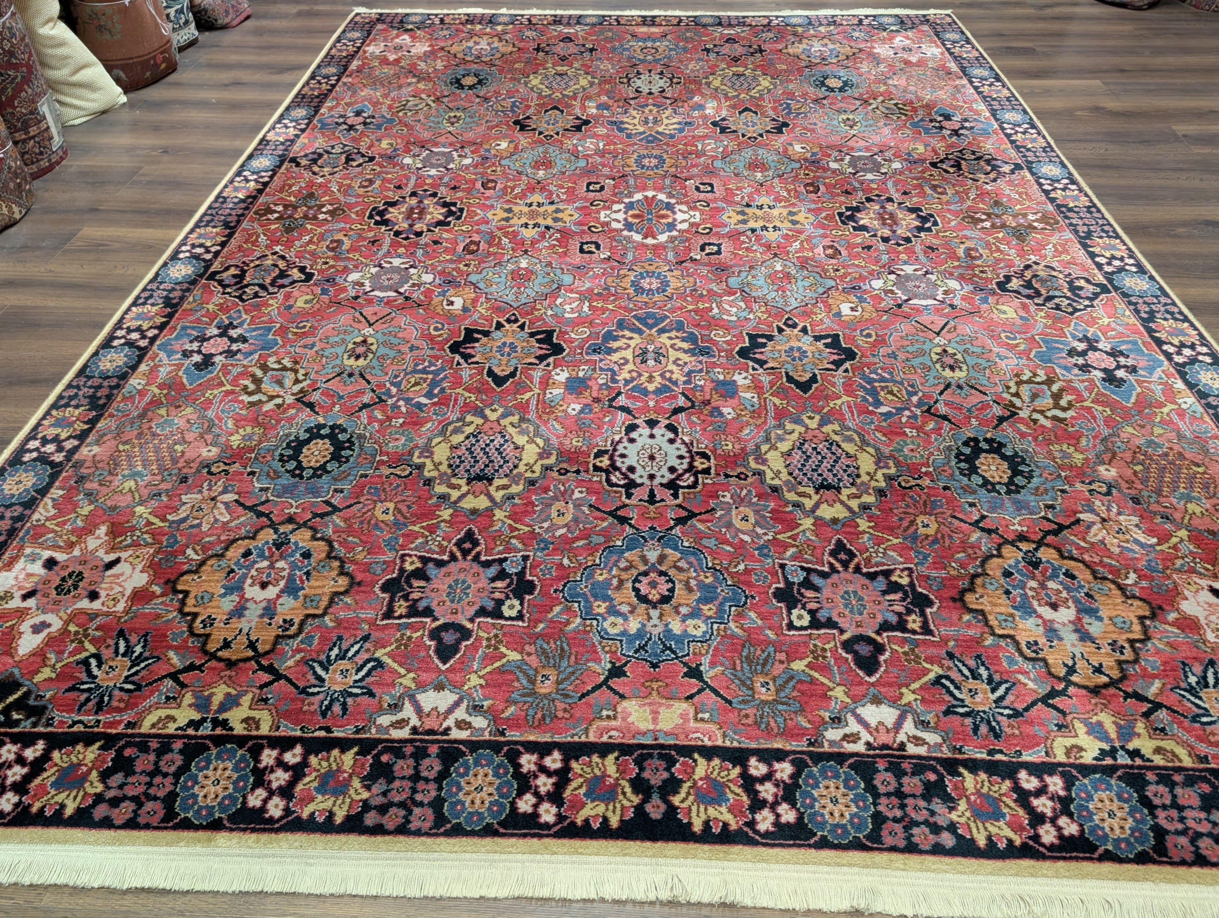 Karastan Rug 8.3 x 11.7, Williamsburg Kerman Vase #557, Wool, Vintage - Jewel Rugs