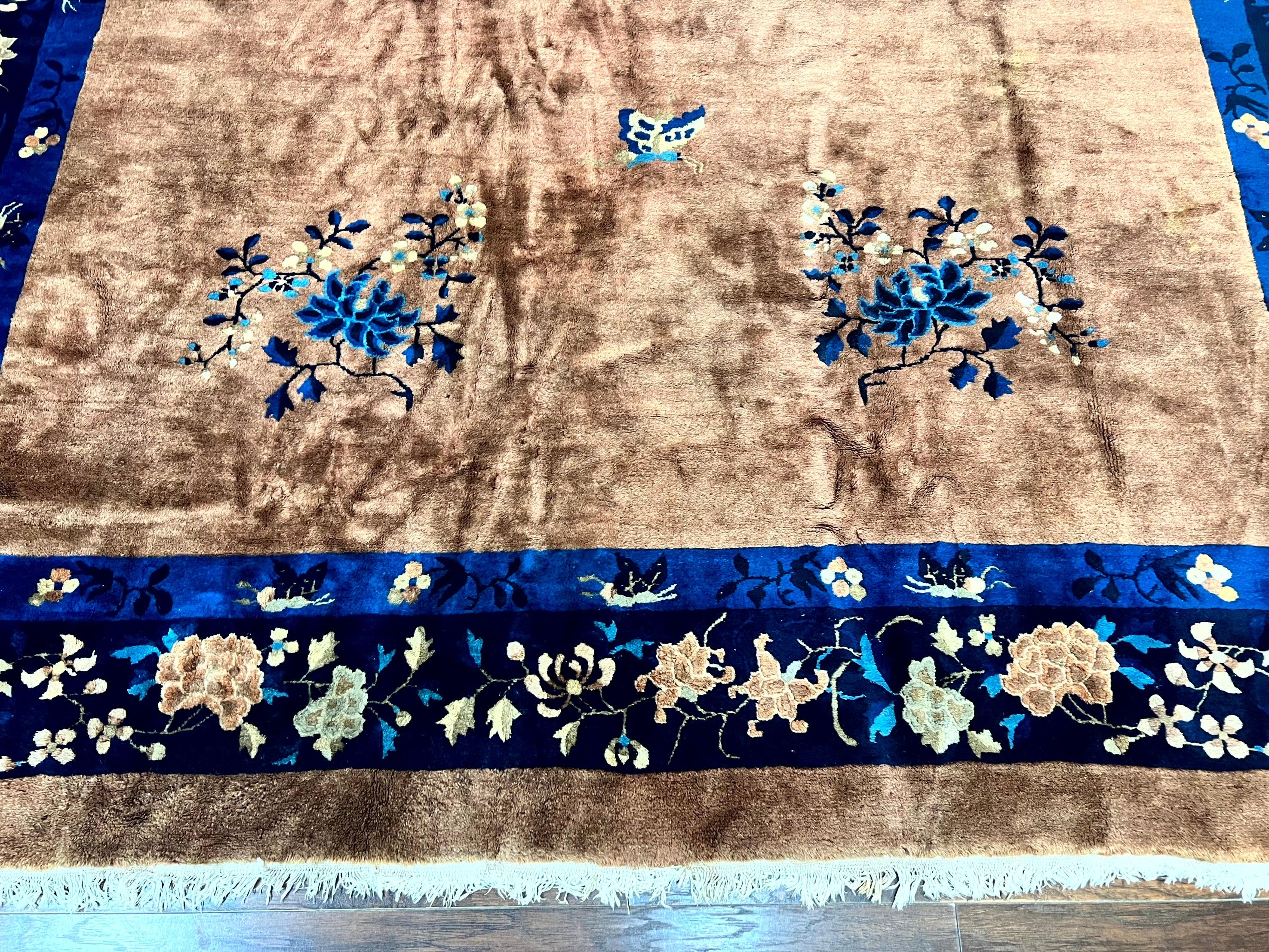 Antique Chinese Wool Rug 9x12, Large Peking Carpet, Handmade, Nichols Rug - Jewel Rugs