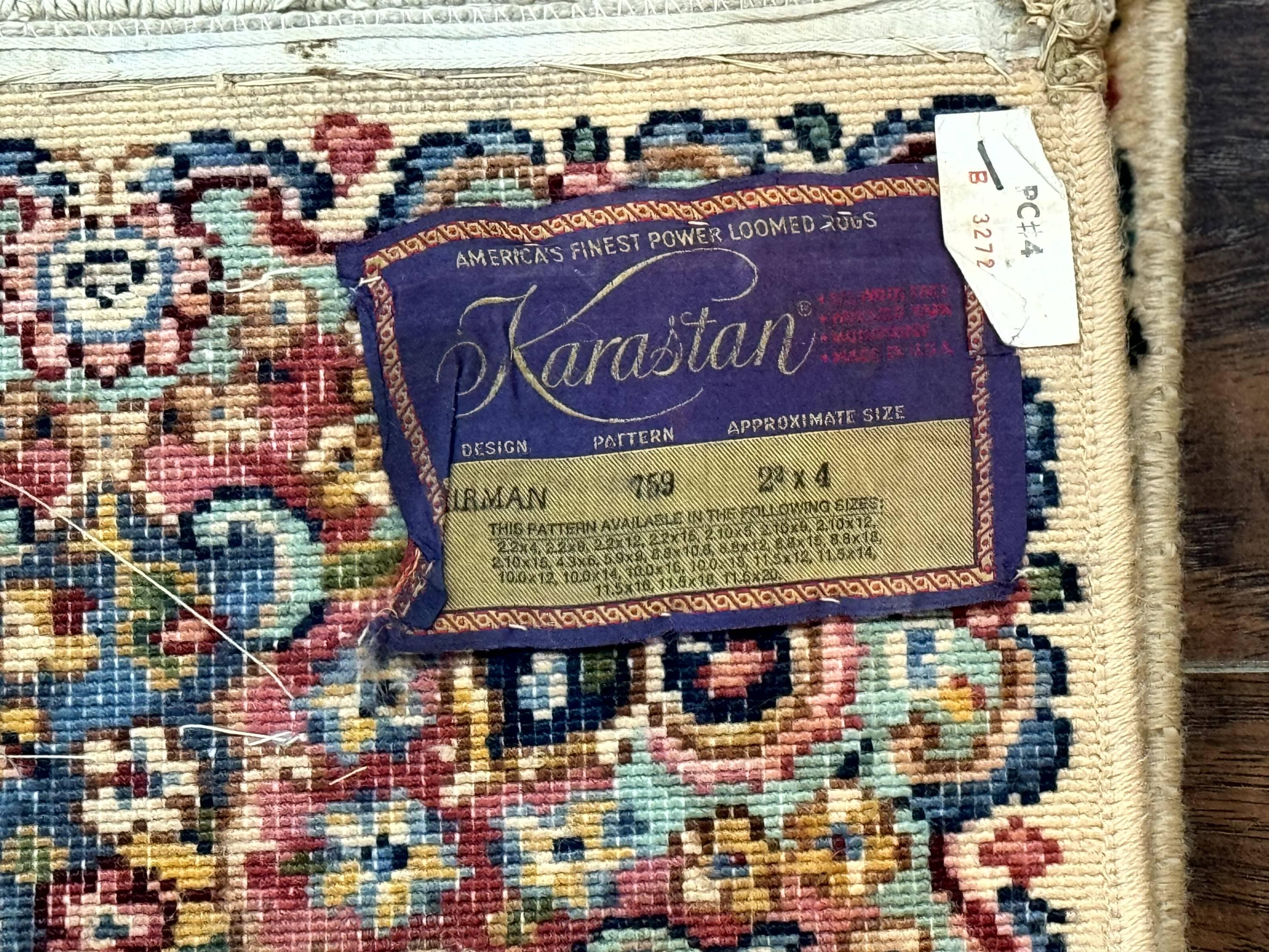 Karastan Rug 2x4, Karastan Kirman Rug #724, Wool Vintage Discontinued Small Karastan Area Rug, Ivory Kirman - Jewel Rugs