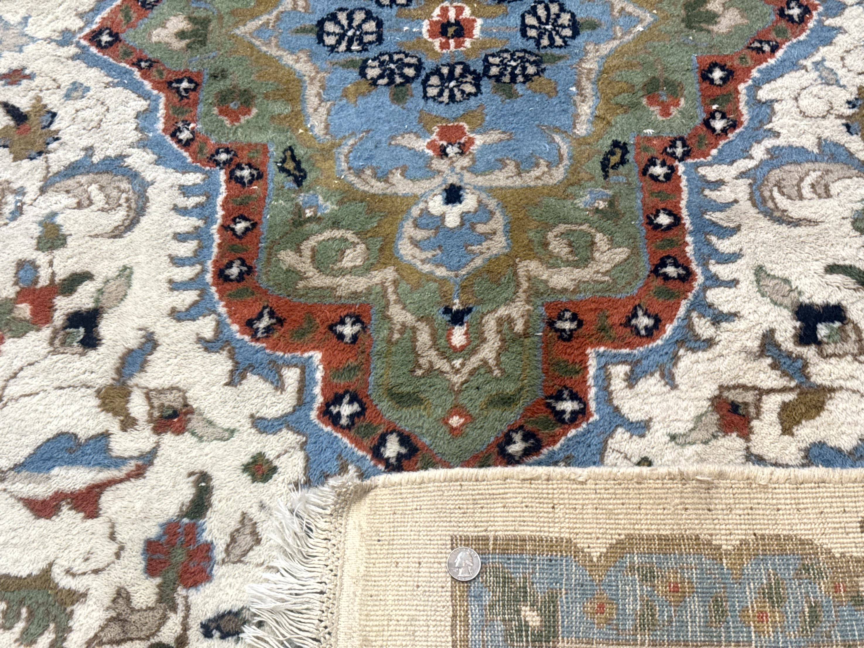 Indo Persian Rug 9x12, Ivory Red Green, Traditional Oriental Carpet - Jewel Rugs