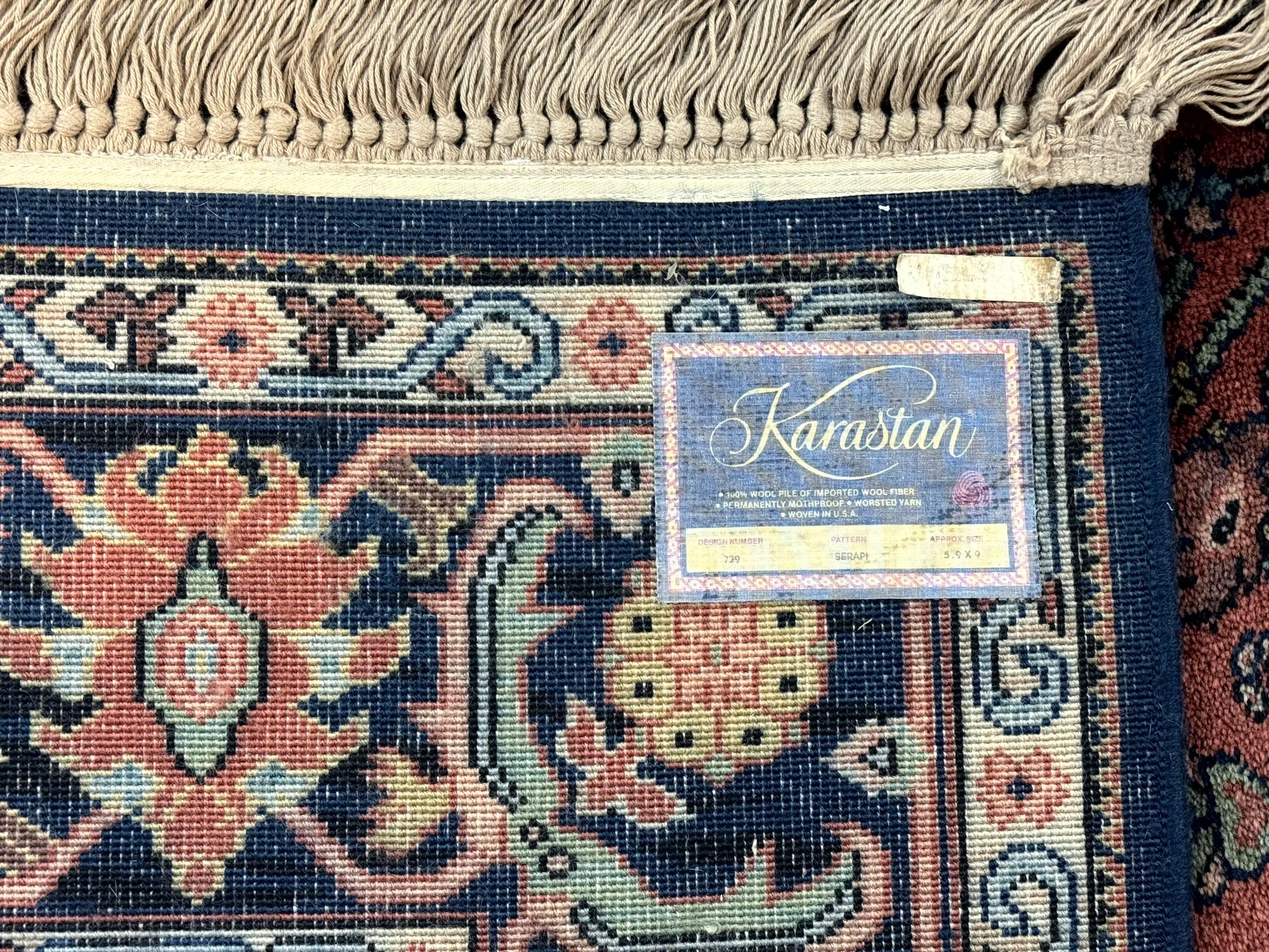 5.9 x 9 Karastan Serapi Rug #729, Wool Karastan Carpet, Original 700 Series, Red and Dark Blue, Discontinued, 6x9 Vintage Karastan, Rare - Jewel Rugs