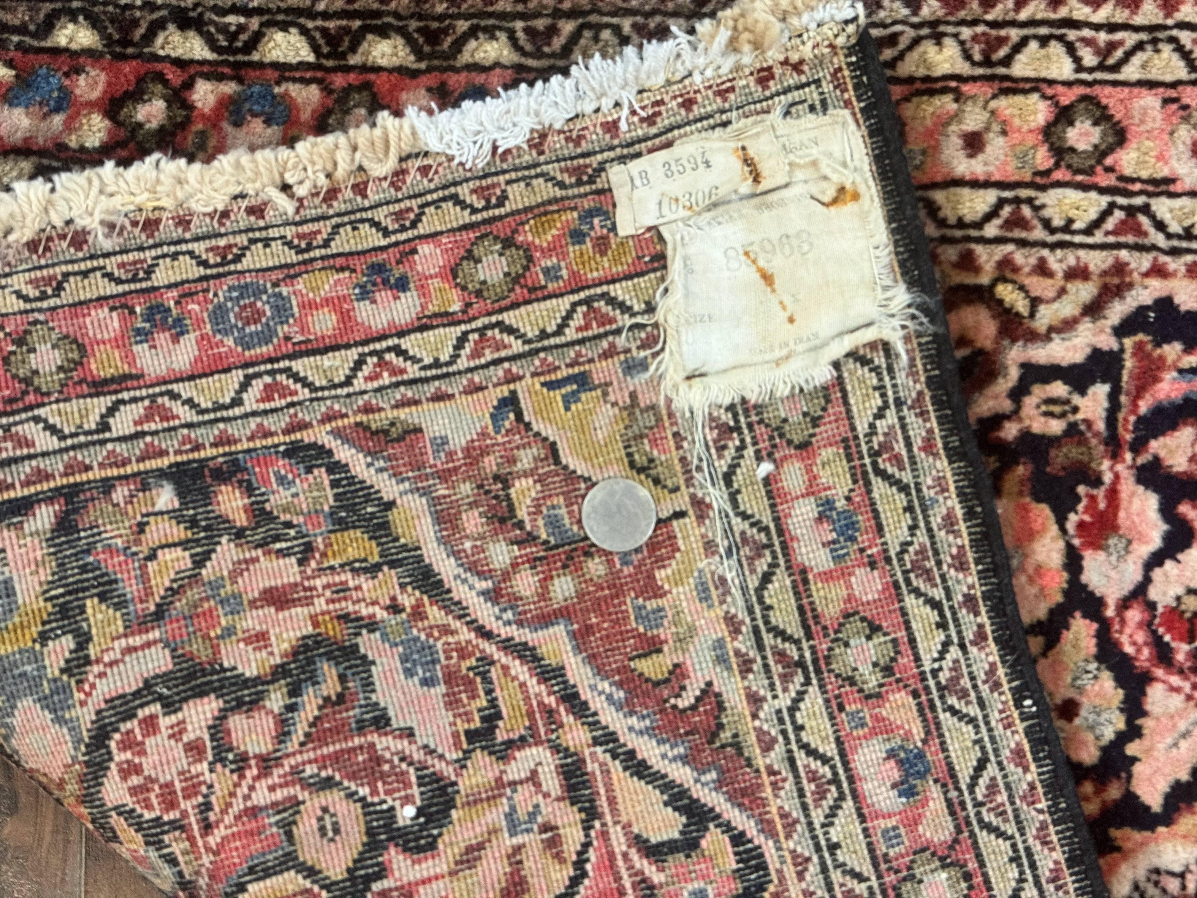 Antique Navy Blue Persian Sarouk Rug 2x4, Floral, Handmade Carpet, Small Persian Rug, Wool Hand Knotted - Jewel Rugs