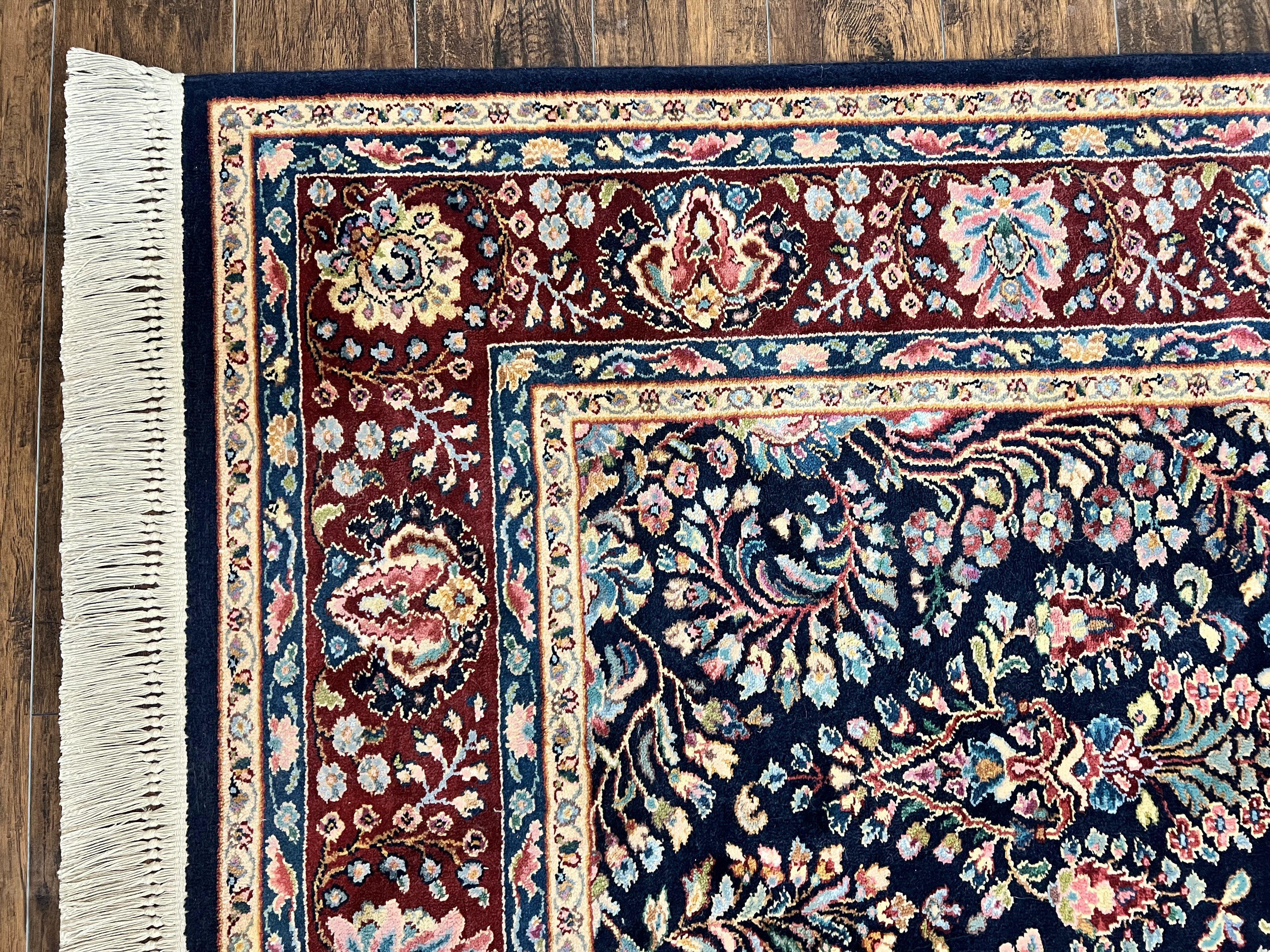 Karastan Rug Navy Sarouk #791, Wool Karastan Area Rug 8.8 x 12, Navy Blue and Red, Vintage Discontinued 700 Series Room Sized Karastan Rug - Jewel Rugs