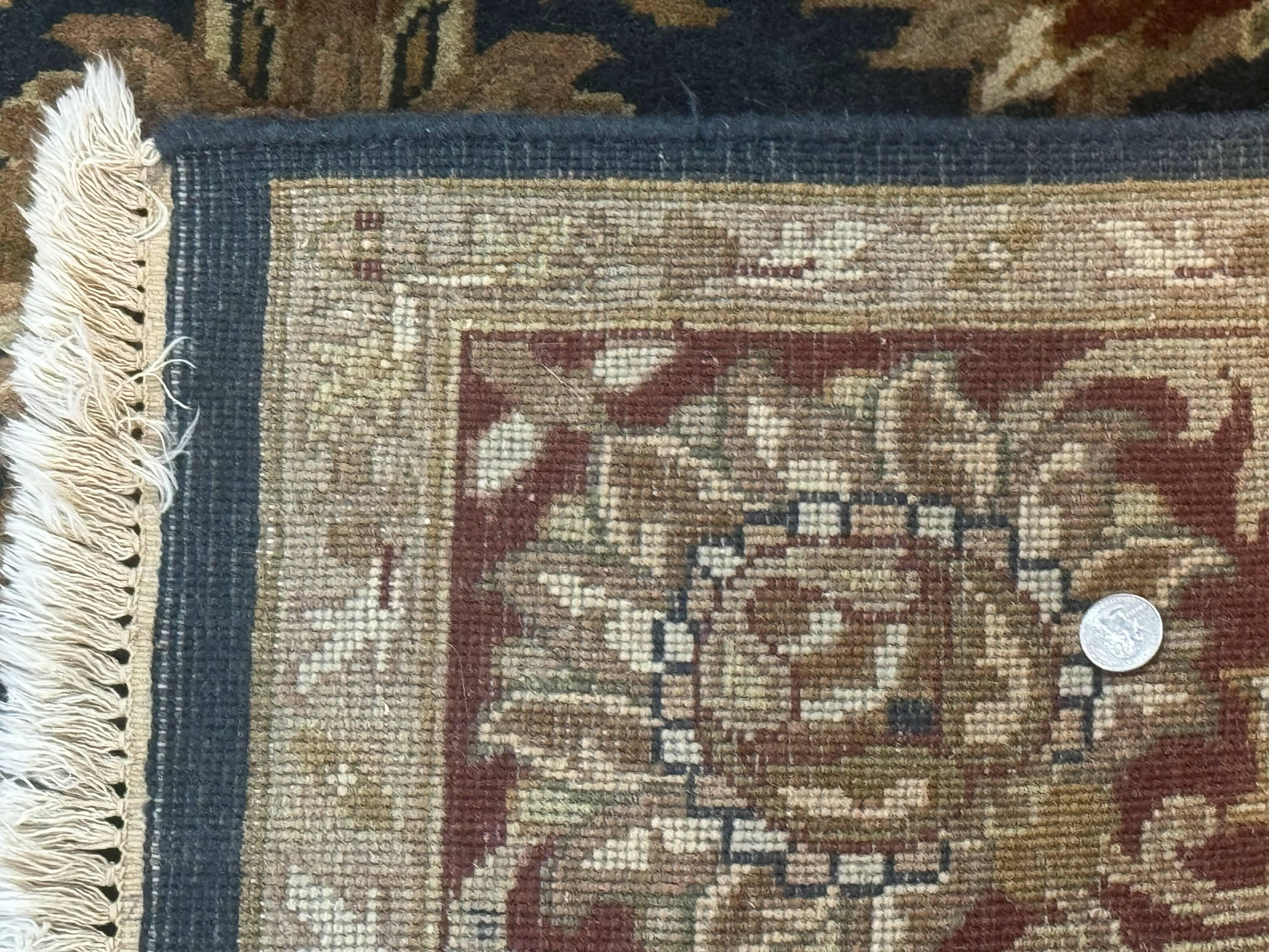 Indian Agra Rug 6x9, Floral, Traditional Rug, Dark Green Maroon Tan - Jewel Rugs