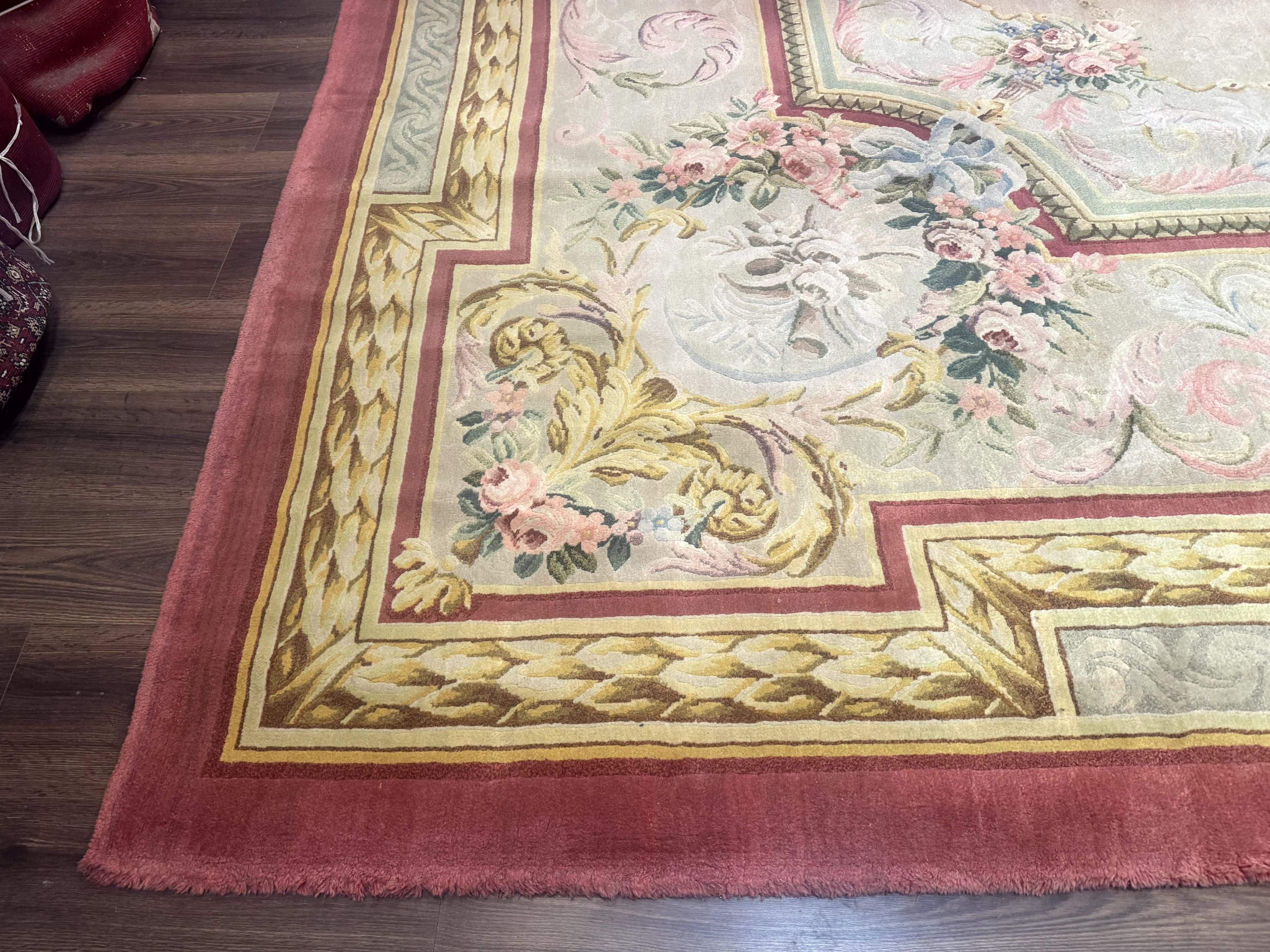 Palace Size Aubusson Rug 13 x 20 ft - Oversized Wool Carpet - Jewel Rugs