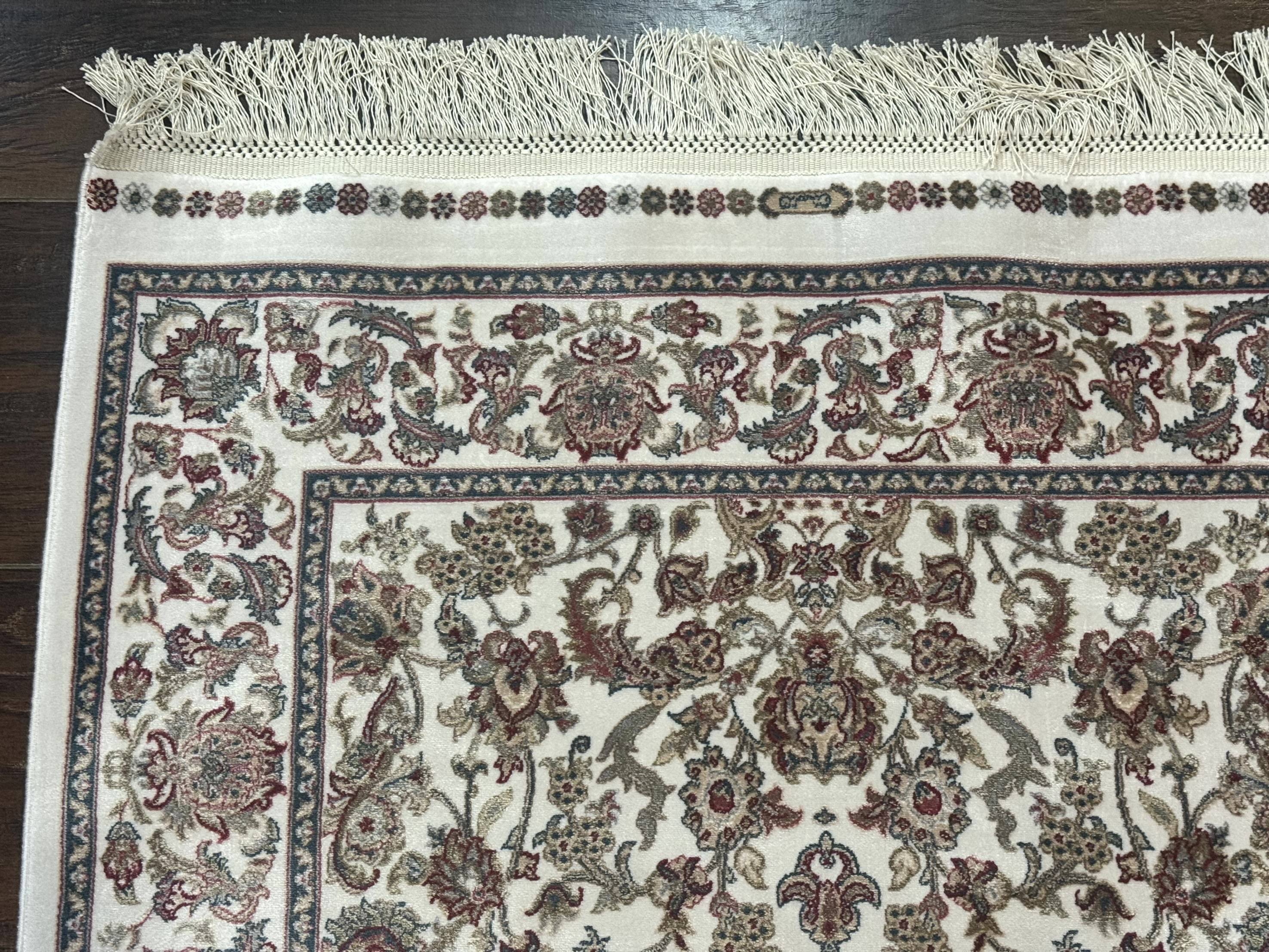 Small Turkish Silk Rug 2.6 x 4, Ivory, Allover Design, Bamboo Silk - Jewel Rugs