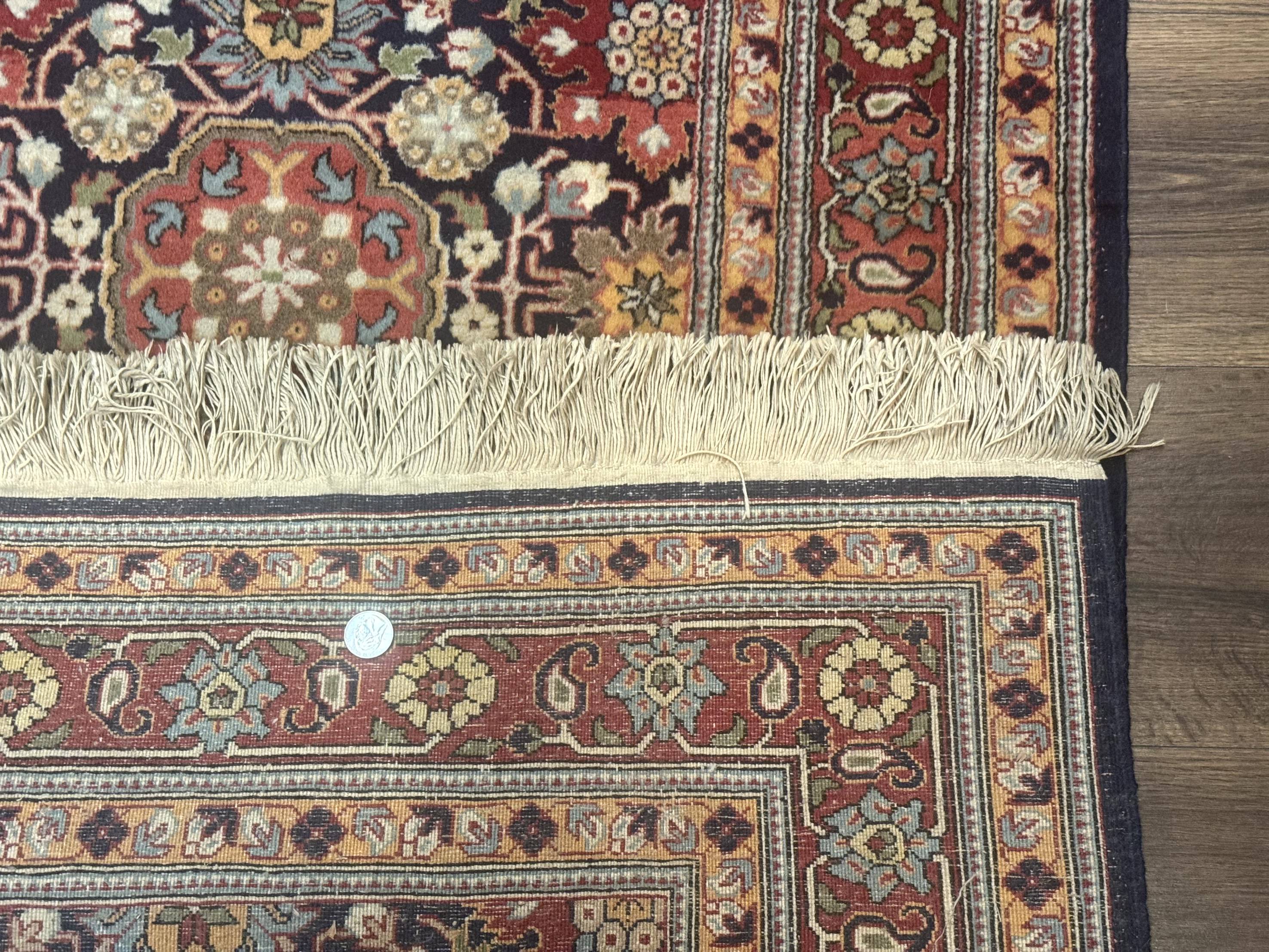 Turkish Hereke Rug 3x5, Navy Blue and Red, Fine 210 KPSI - Jewel Rugs