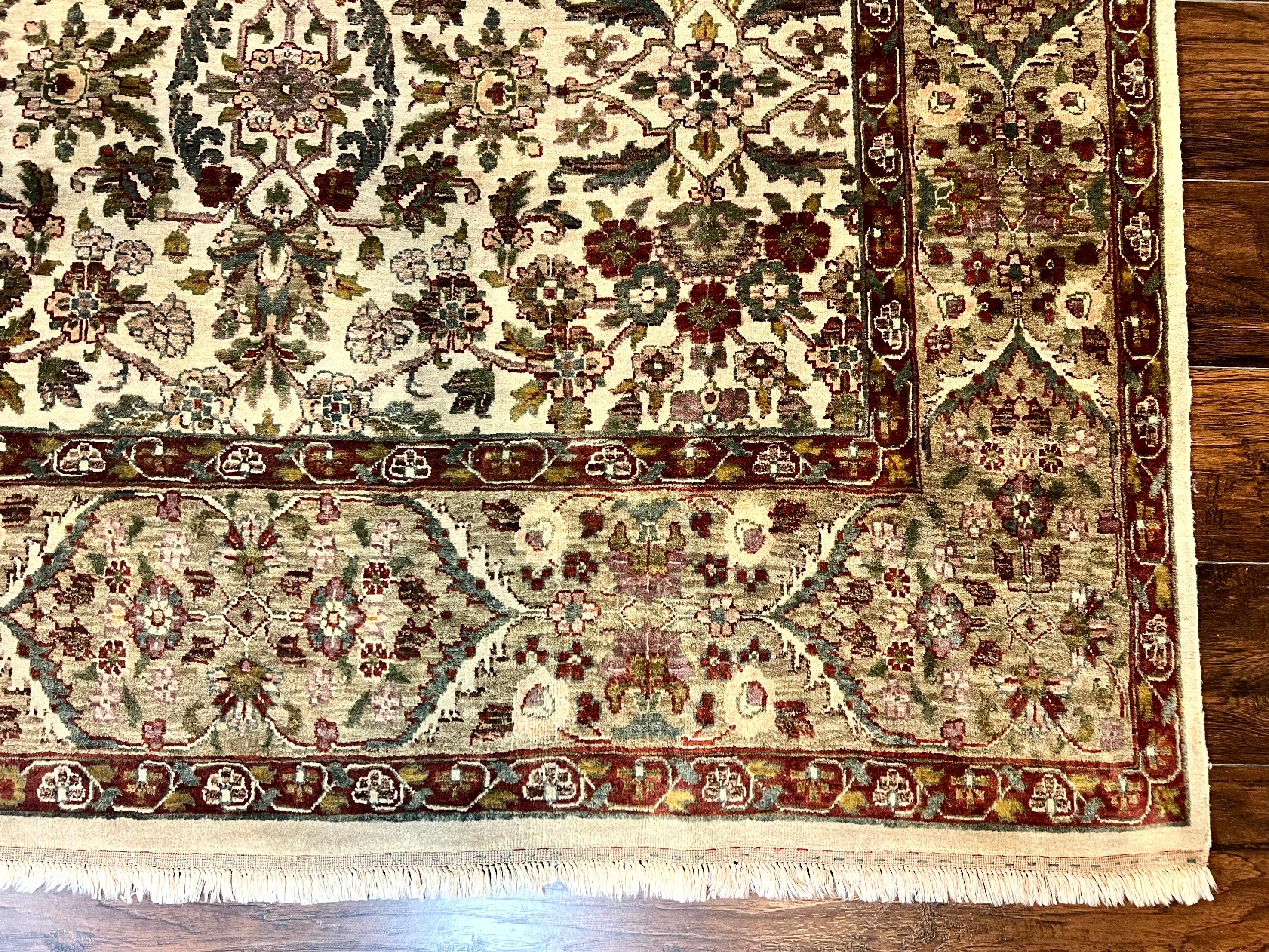 Indo Persian Rug 6x9, Indian Agra Rug, Vintage Handmade Wool Carpet, Beige, Traditional, Pande Cameron - Jewel Rugs