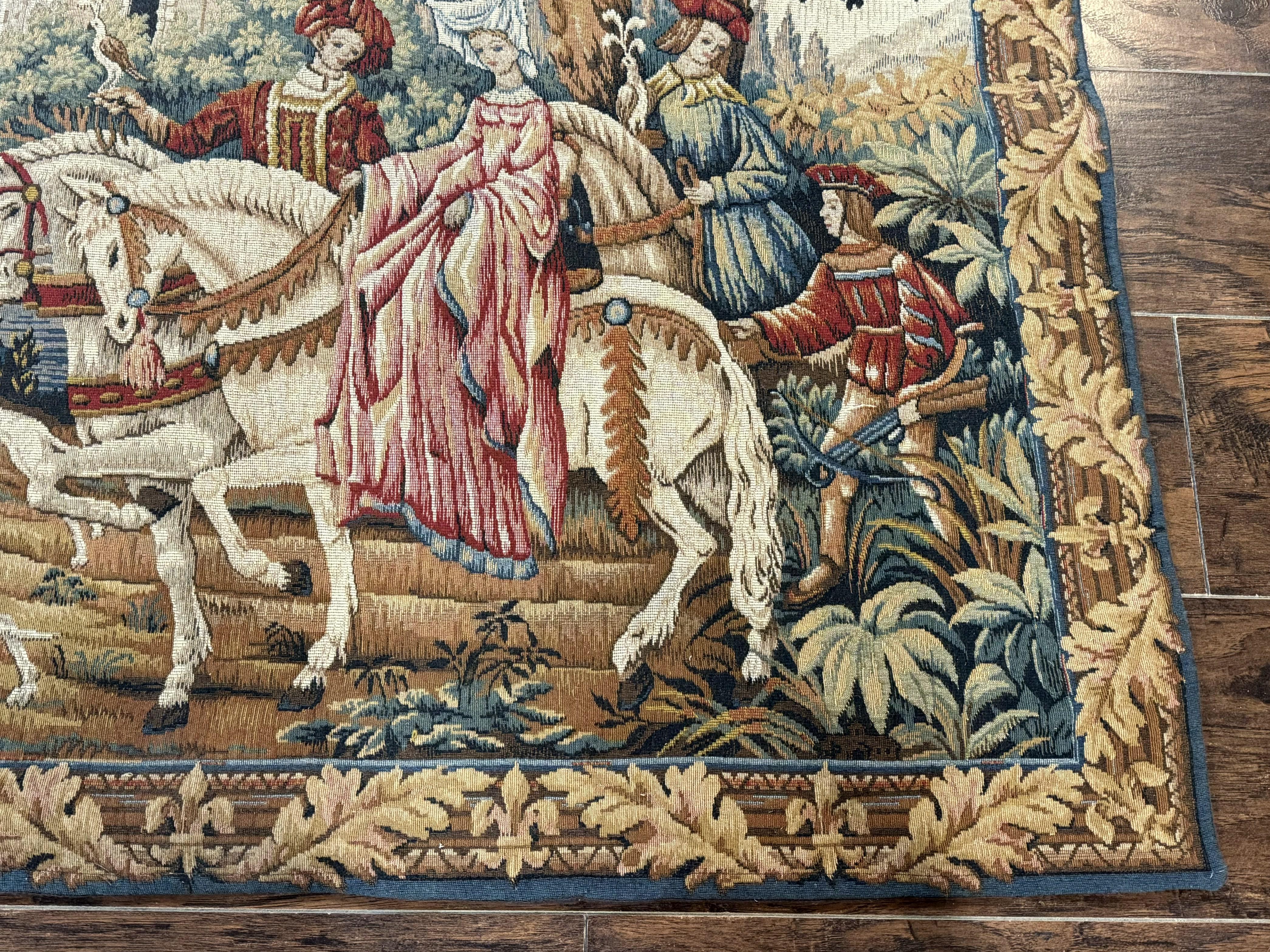 Vintage French Tapestry 4x5, The Royal Hunt Tapestry by Marc Waymel, Needlepoint Petitepoint Tapestry - Jewel Rugs