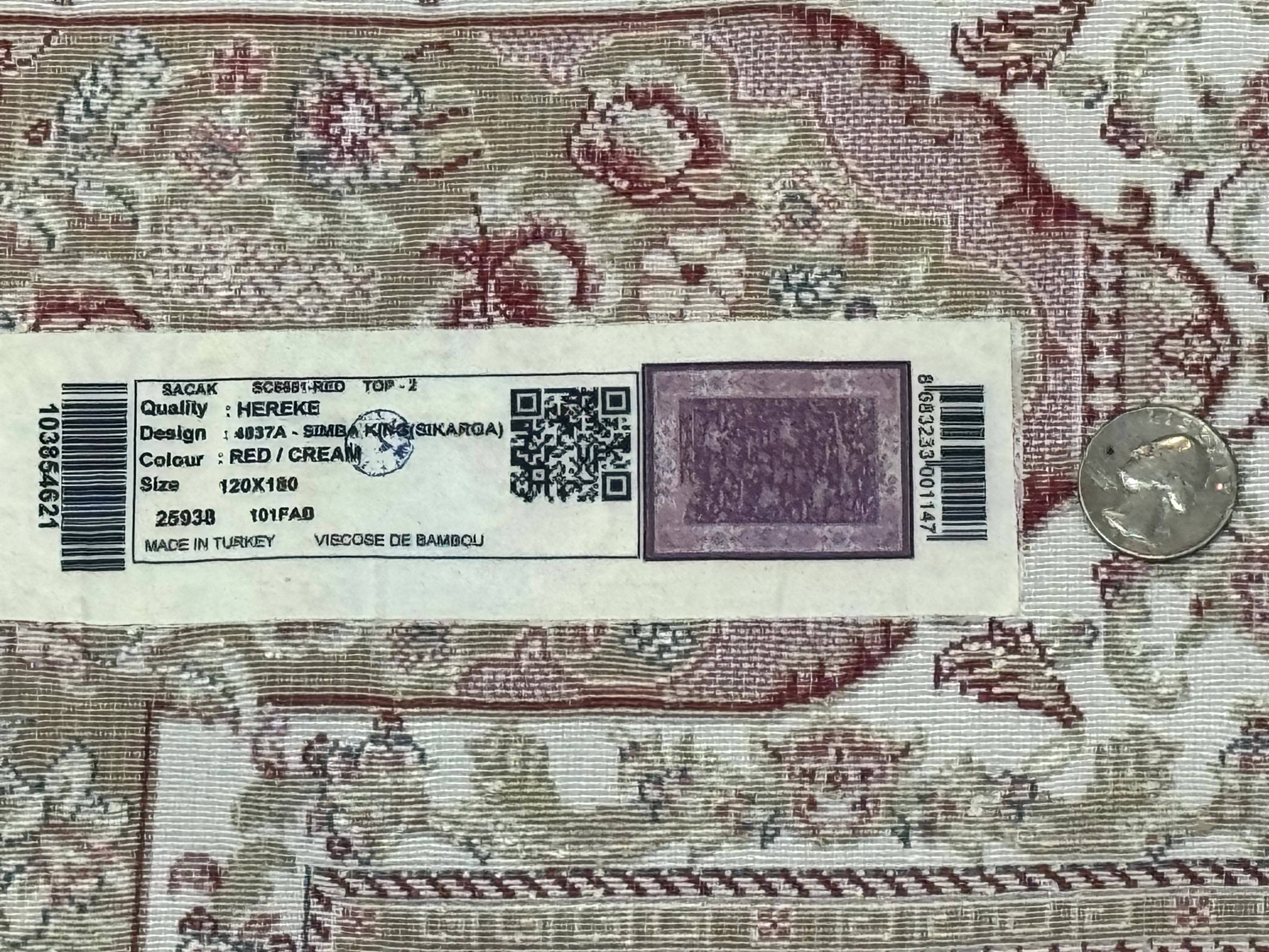 Turkish Silk Hunting Design Rug 4x6, Dark Red & Ivory, Bamboo Silk, New - Jewel Rugs