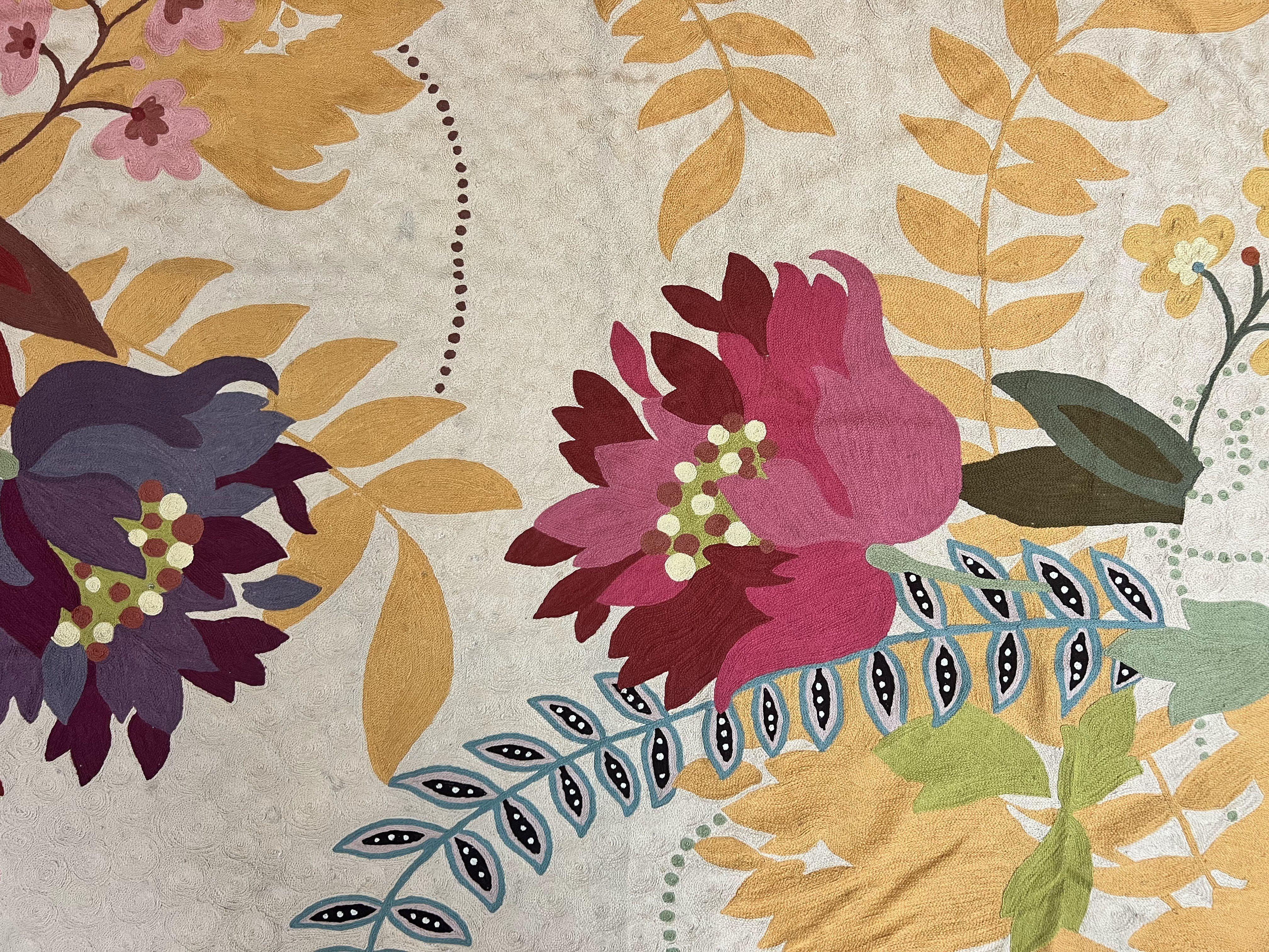 Indian Hand Stitched Rug 4x6, Floral, Silk, Large Floral Design - Jewel Rugs