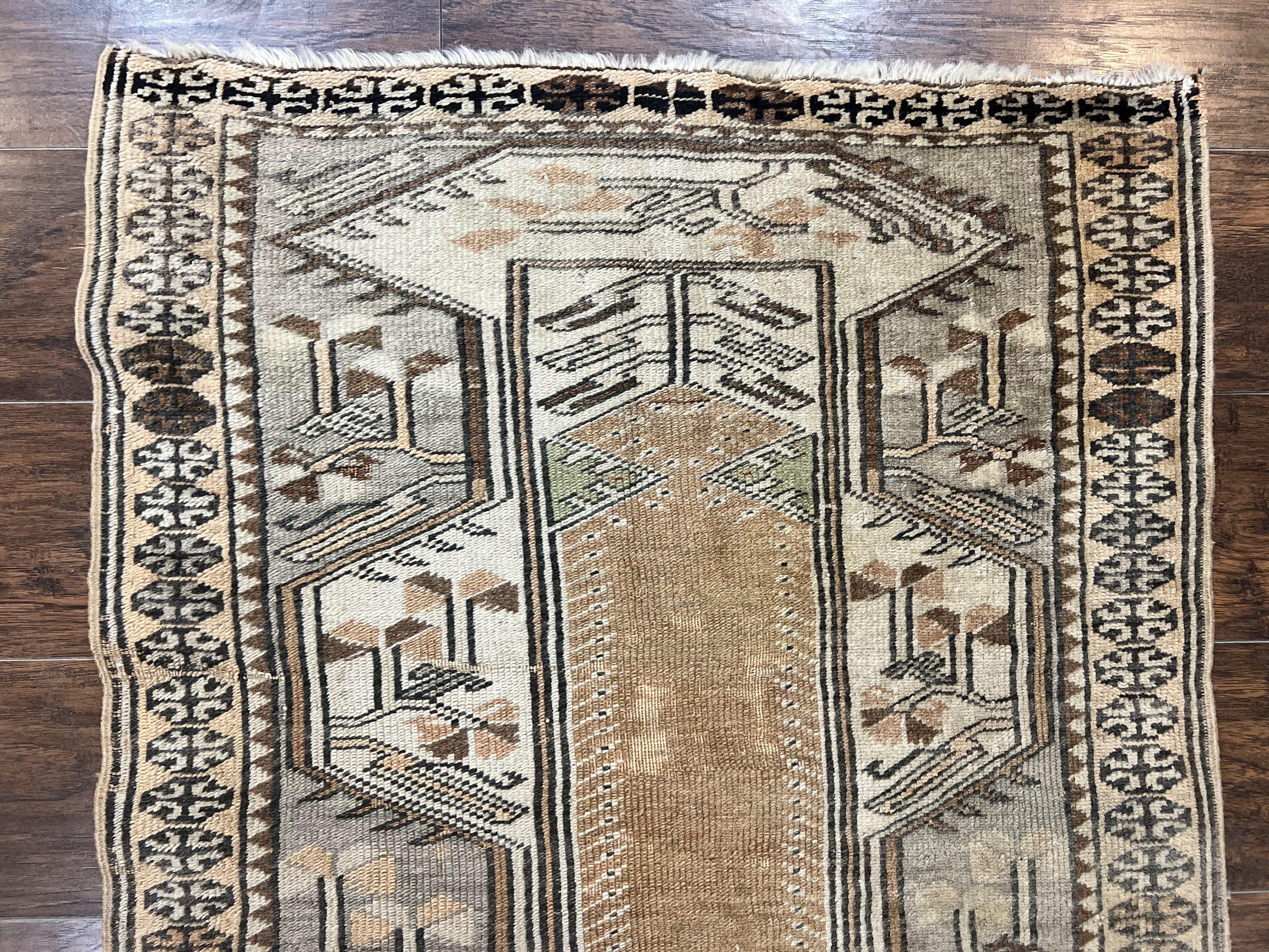 Turkish Kazak Rug 3x3, Wool Hand Knotted Antique Carpet, 3ft Square Area Rug, Boho Rug, Small Geometric Rug - Jewel Rugs