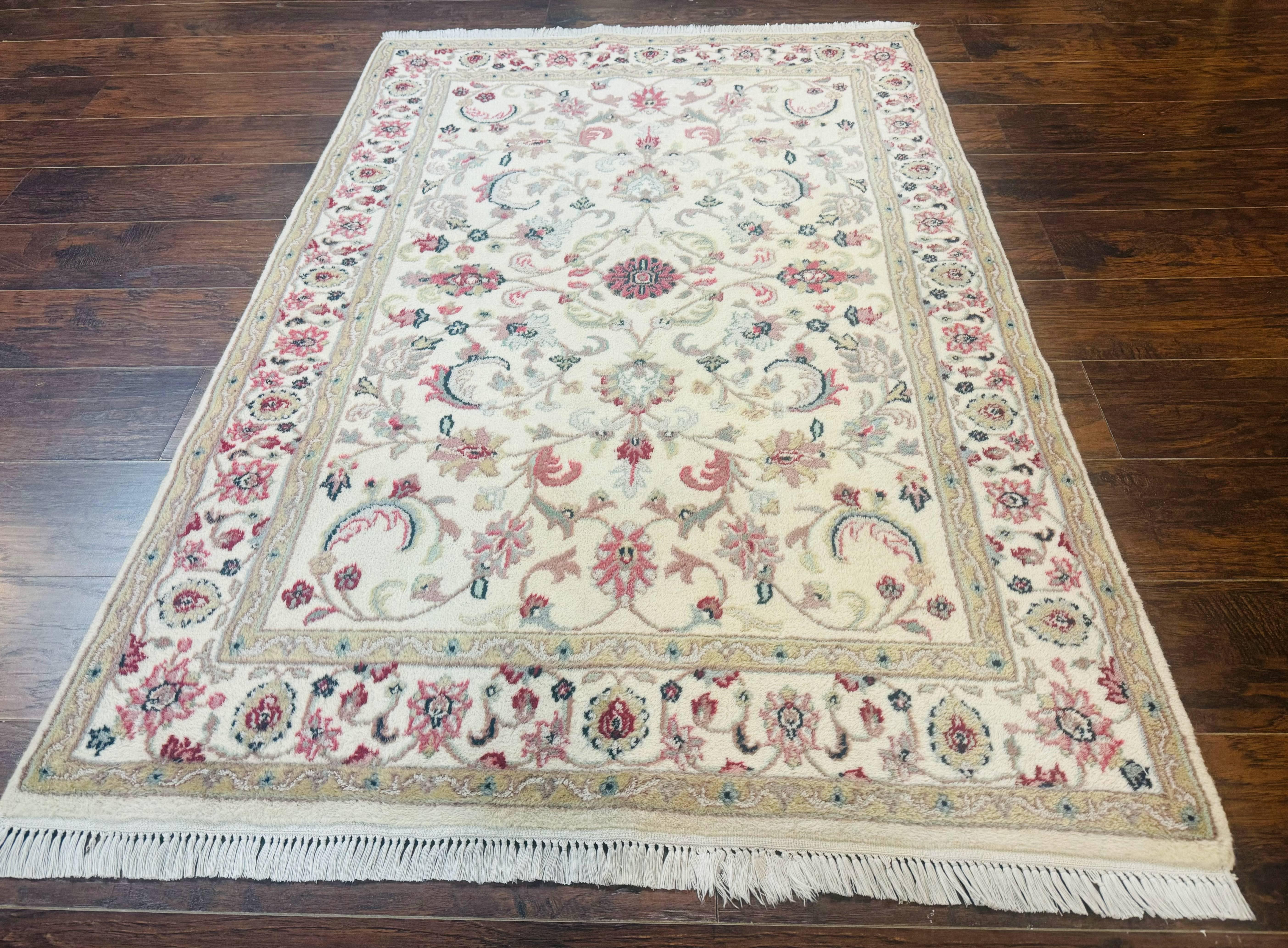 Indo Persian Rug 4x6, Floral Design, Wool Handmade Area Rug - Jewel Rugs