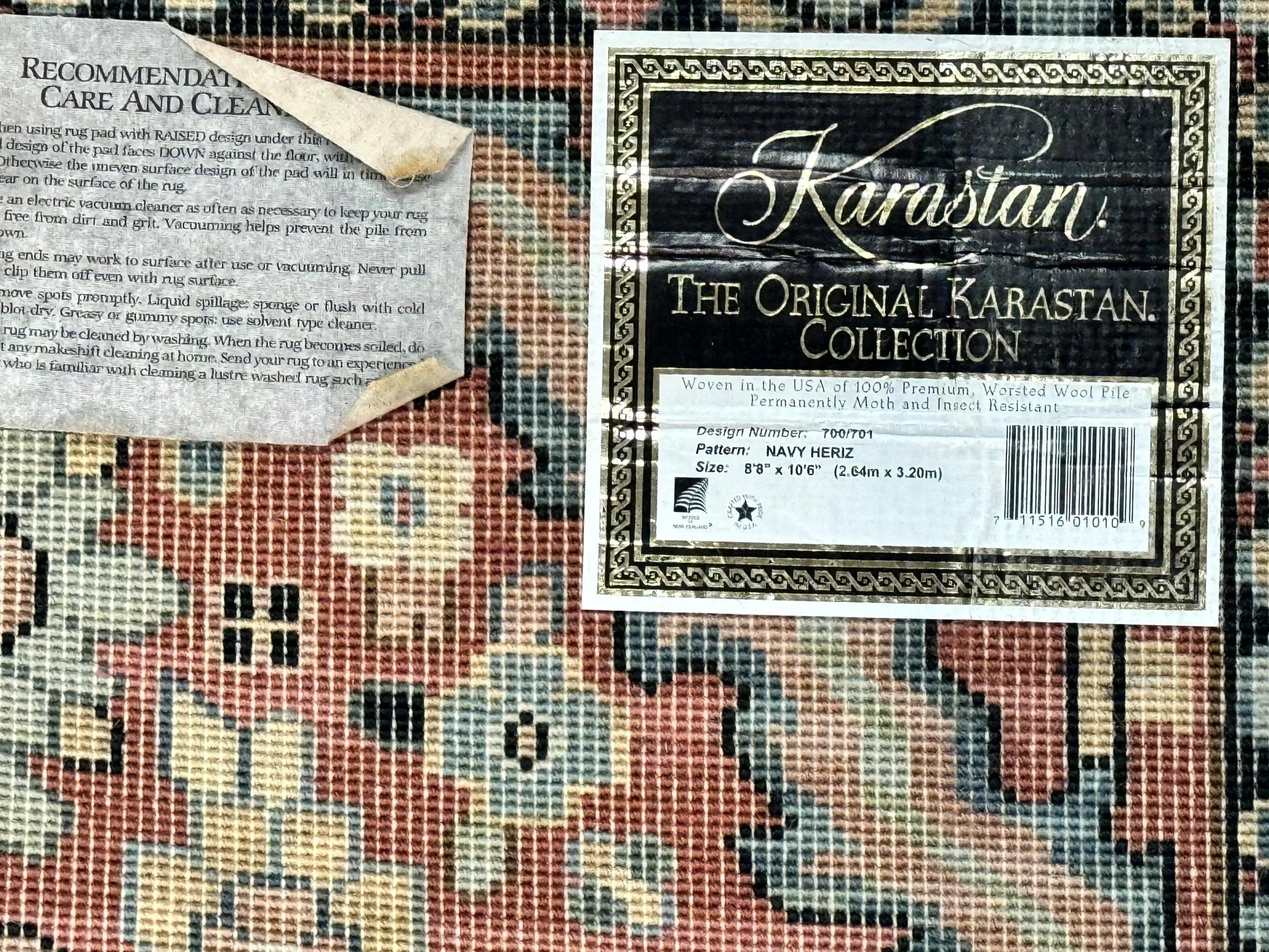 Karastan Navy Heriz #700/701 Rug, 8.8 x 10.6 Karastan Carpet, Wool Pile, Discontinued Vintage Karastan Rug, Original 700 Series, Geometric - Jewel Rugs