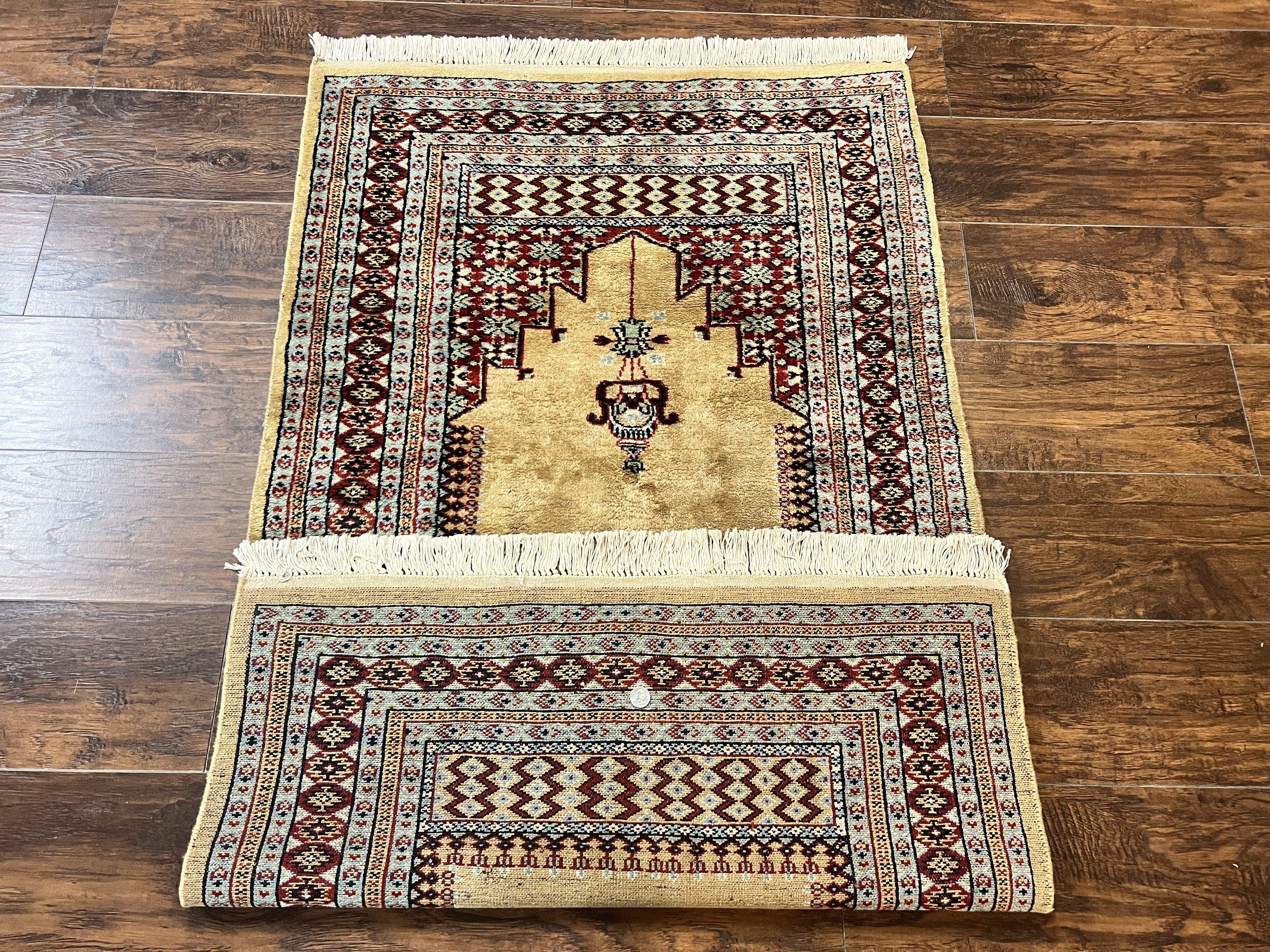 Bokhara Prayer Rug 3x5, Pakistani Turkoman Carpet, Tan, Handmade Vintage Wool Carpet - Jewel Rugs