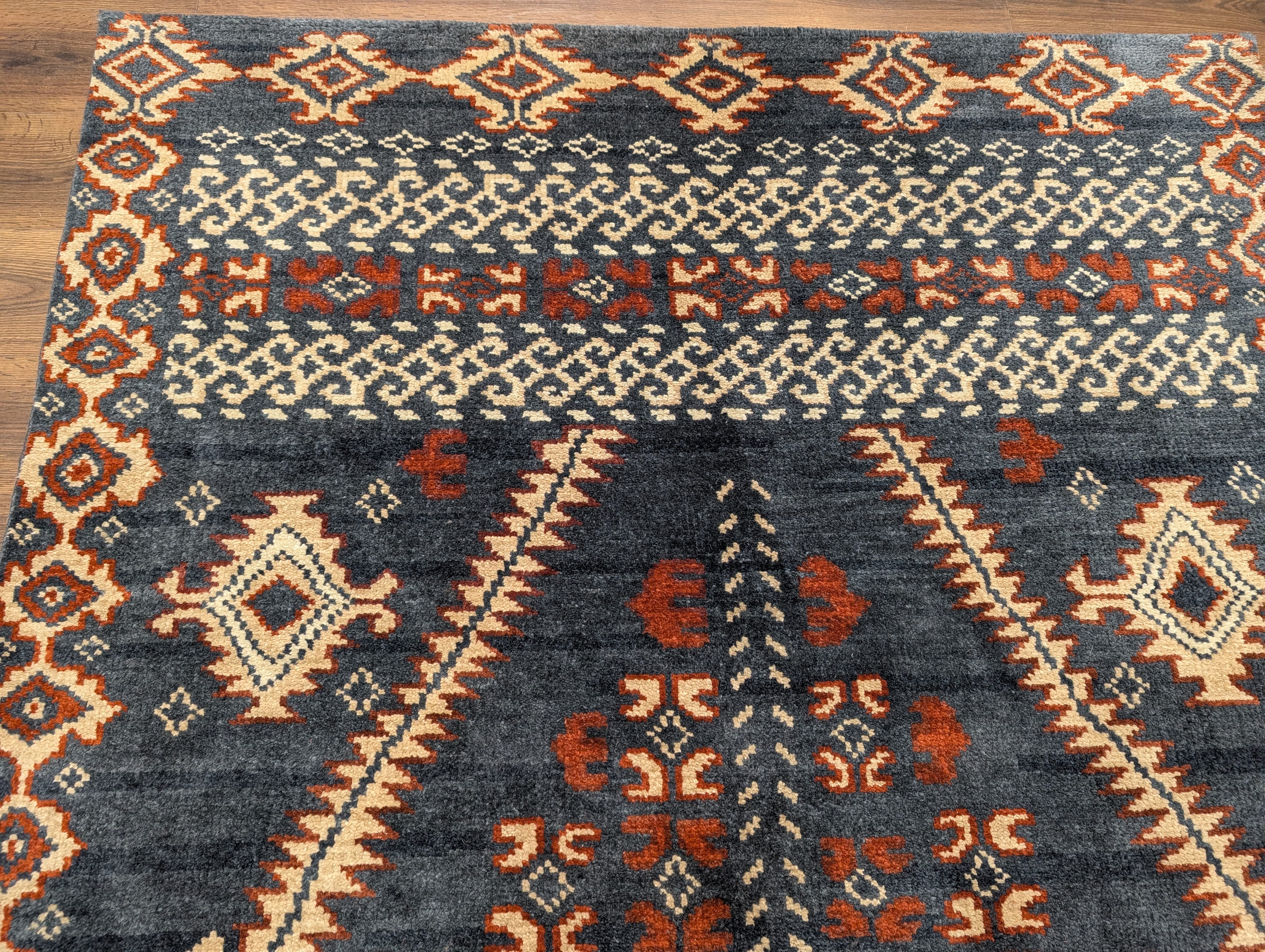 Indo Tibetan Rug 6x9, Hand-Knotted Wool Navajo Design Carpet - Jewel Rugs