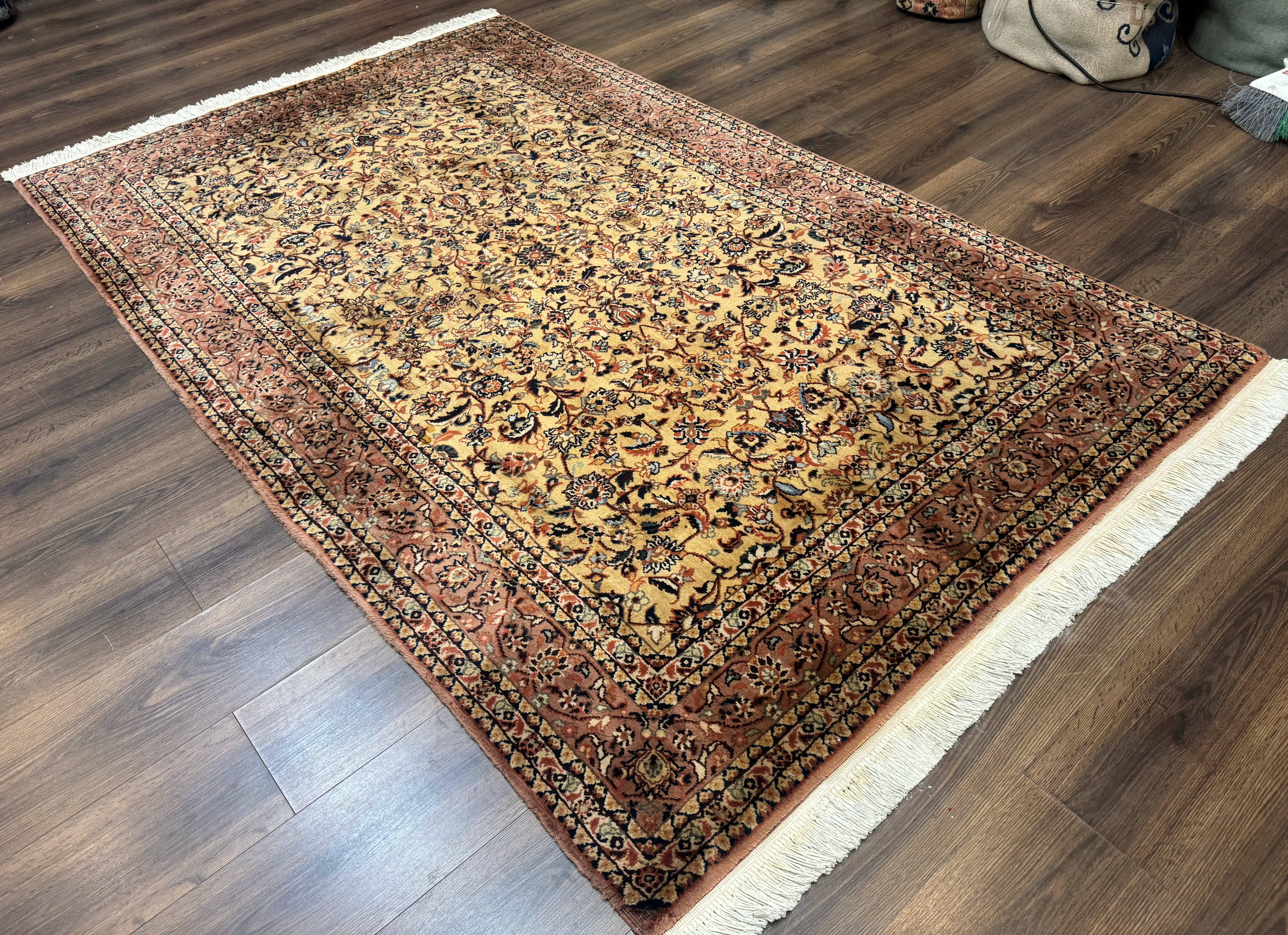 Indo Persian Rug 5x8, Light Tan/Camel, Allover Design - Jewel Rugs