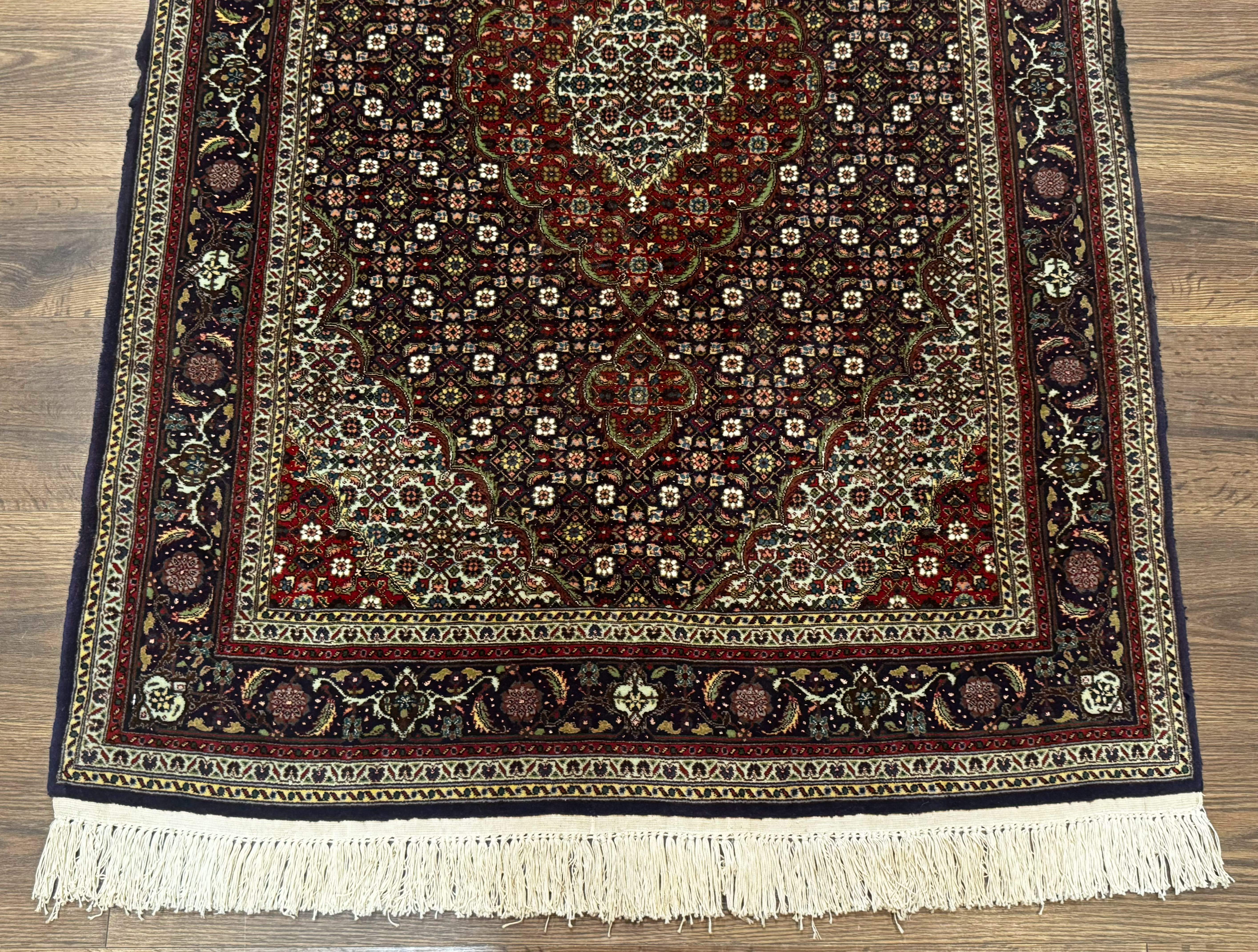 Persian Tabriz Rug 3x5, Wool on Silk Foundation, Very Fine 550 KPSI, Dark Navy Blue - Jewel Rugs