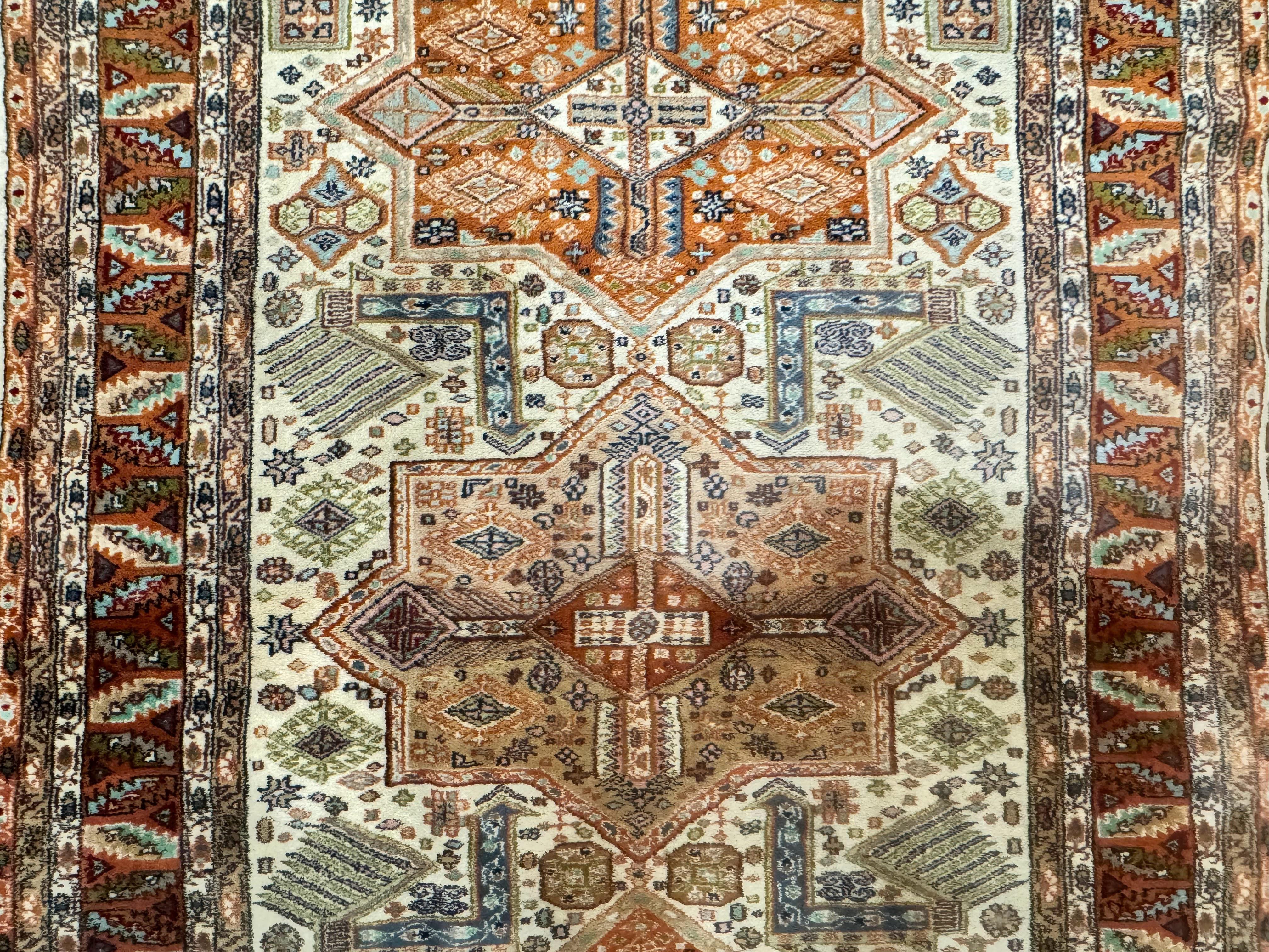 Turkish Kazak Rug 4x6, Geometric Medallions, Vintage Handmade Wool Carpet - Jewel Rugs