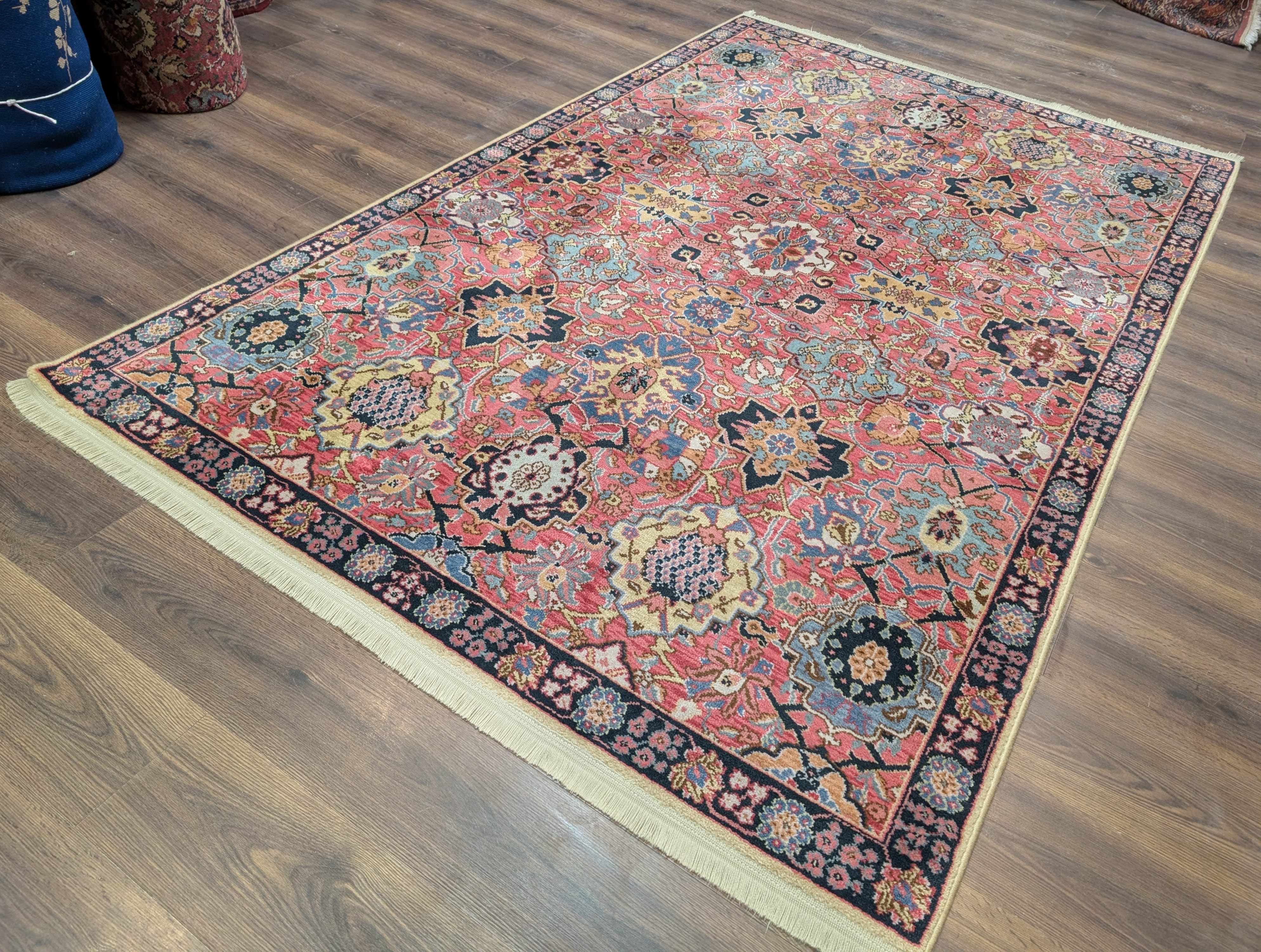 Karastan Rug 5.8 x 9 Williamsburg Kirman Vase #557, Vintage Discontinued Wool Karastan Area Rug - Jewel Rugs