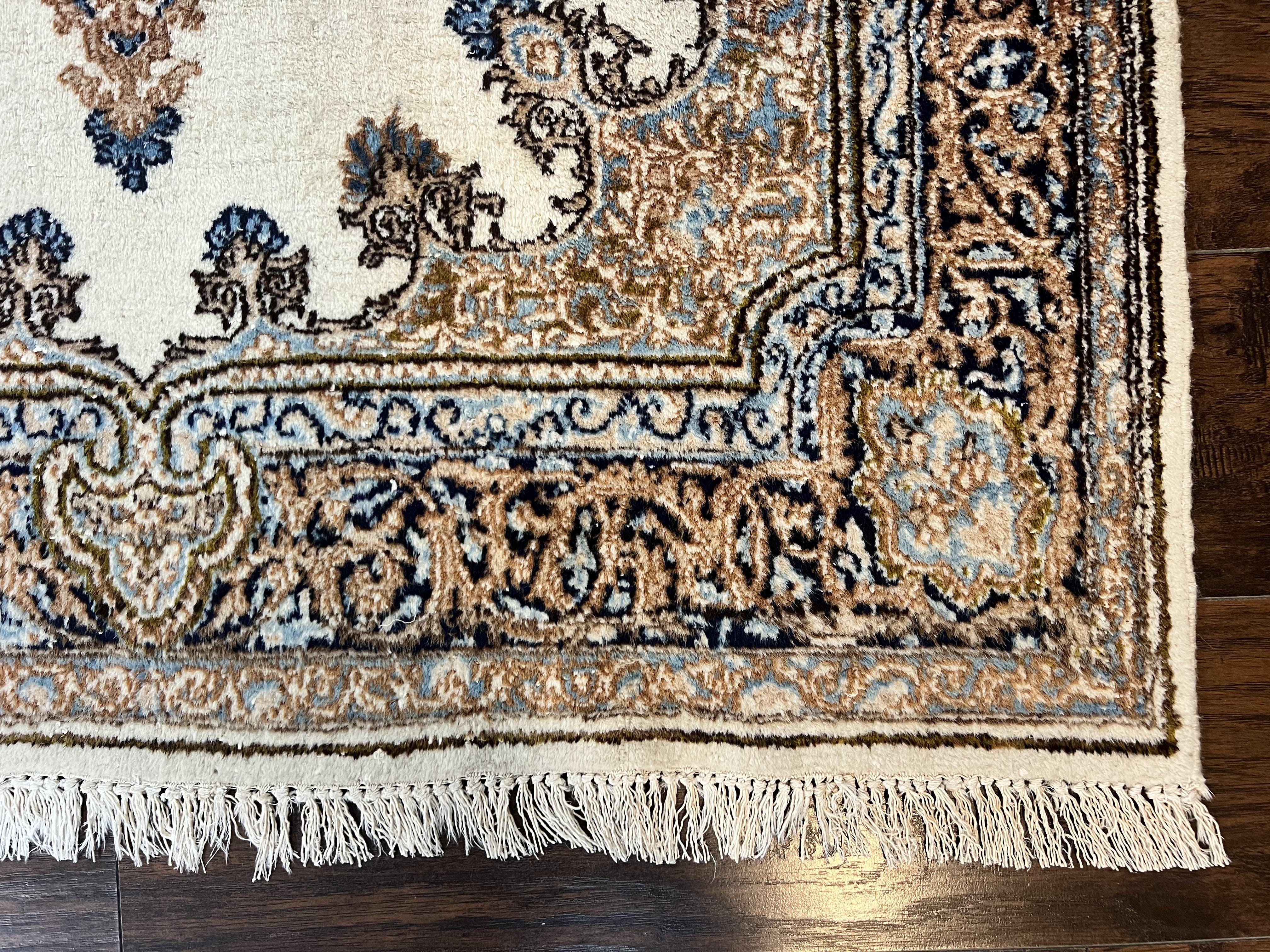 Square Persian Kirman Rug 4x4, Semi Open Field, Handmade - Jewel Rugs