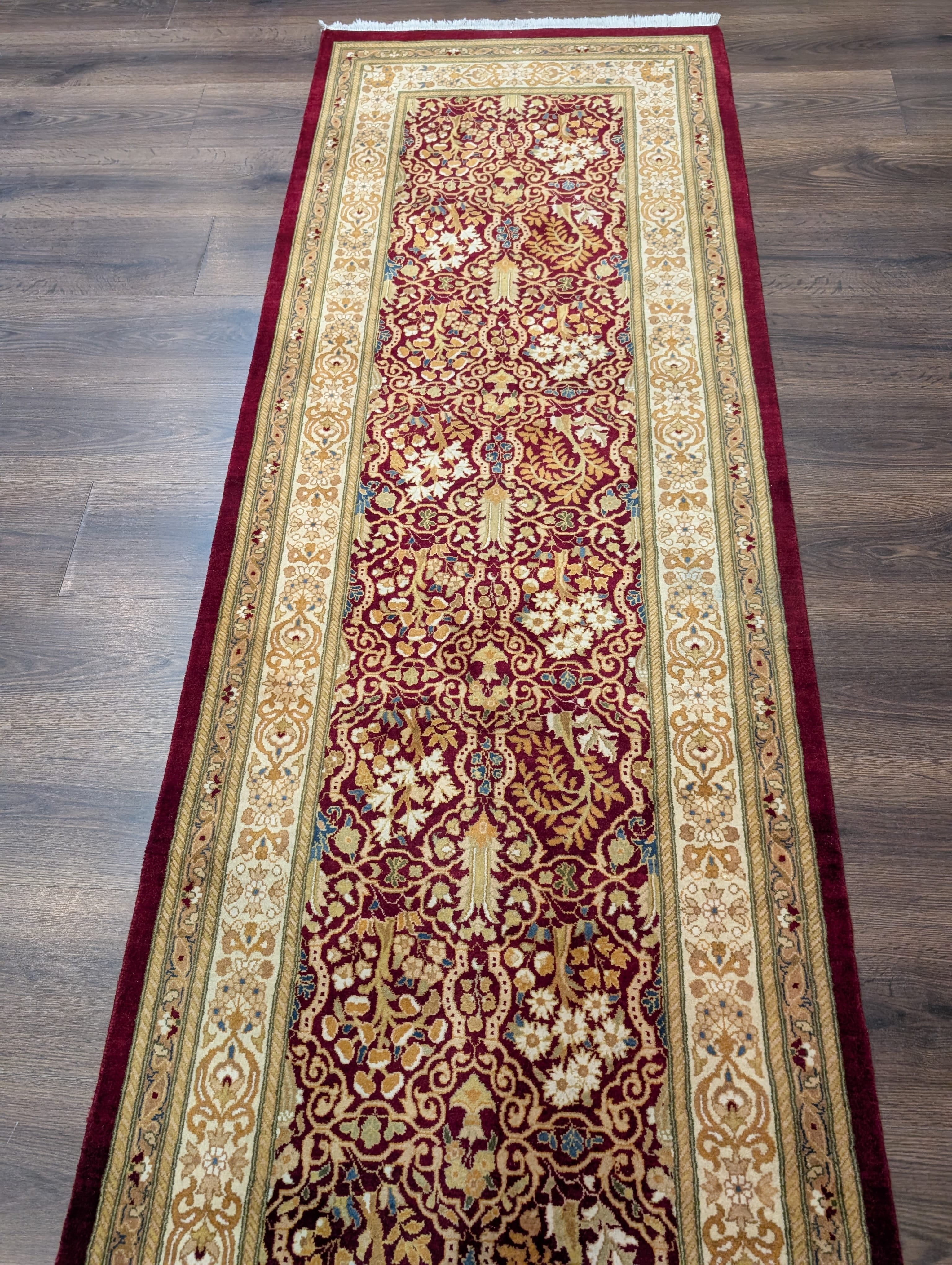 Pak Persian Runner 3 x 9 ft, Allover Pattern Wool Carpet, Dark Red, 225 KPSI - Jewel Rugs