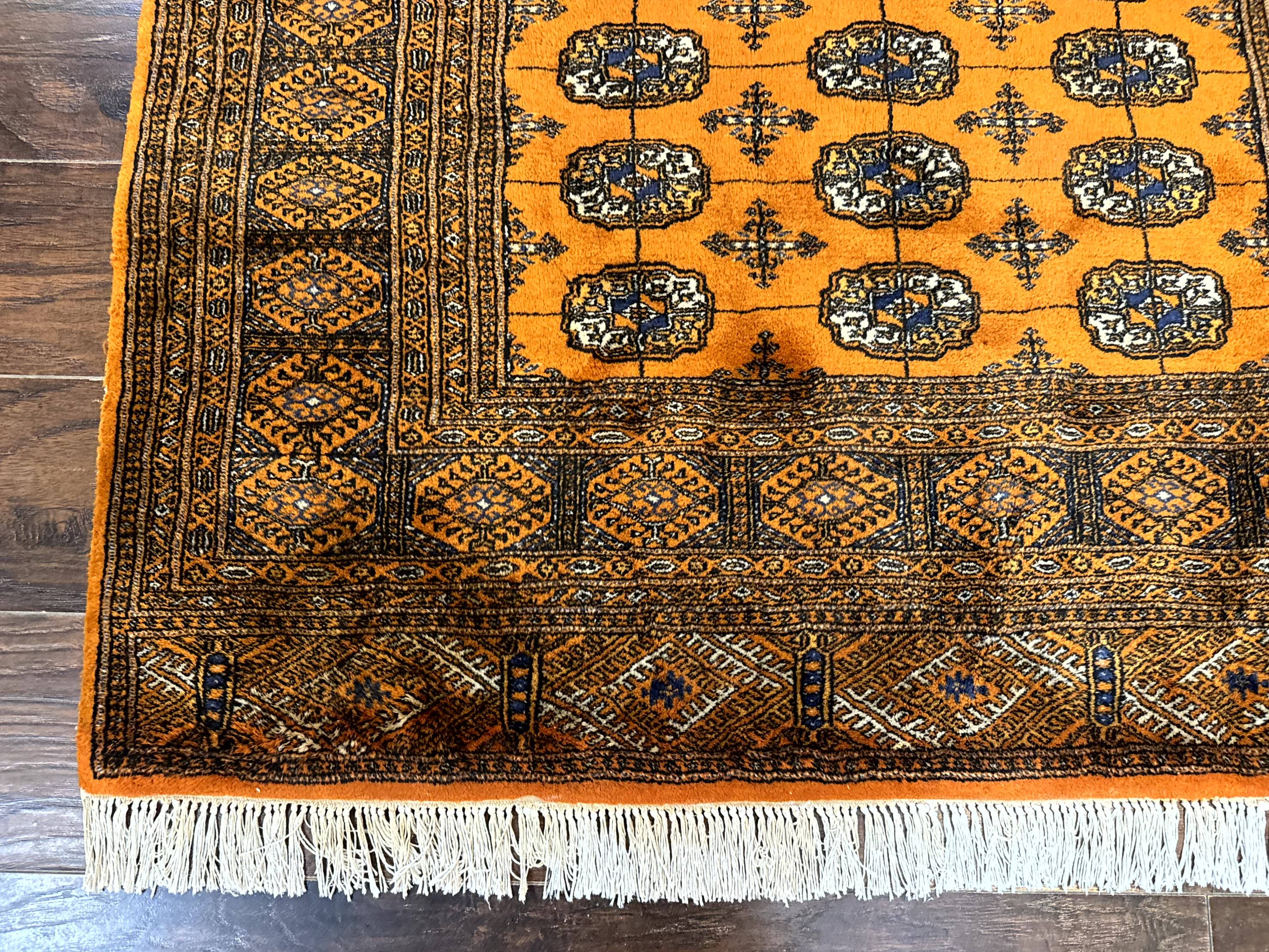 Pakistani Bokhara Turkoman Rug 4x6, Orange, Fine - Jewel Rugs