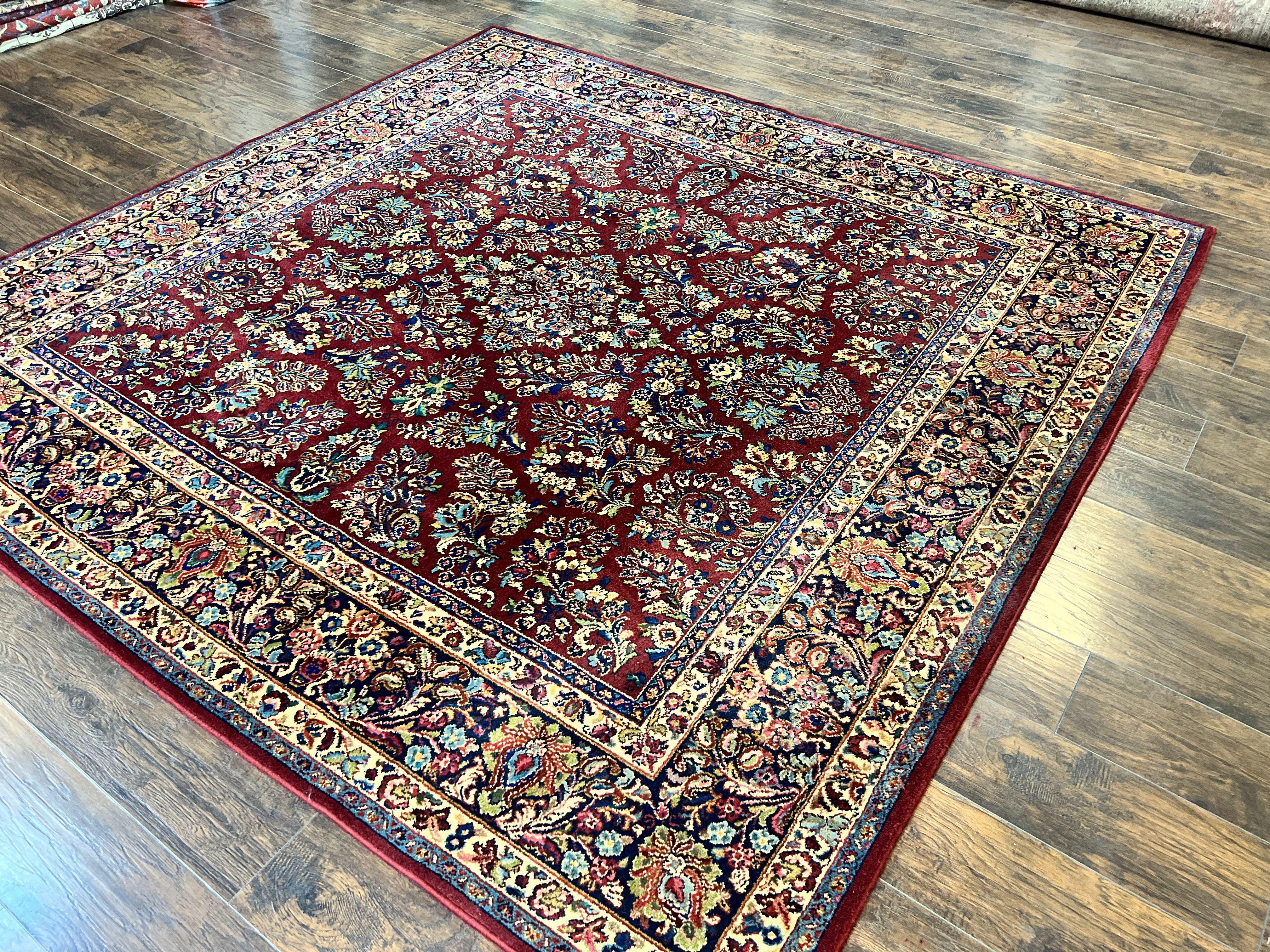 Square Karastan Rug, Red Sarouk Rug #785, Karastan Wool Rug 9x9 ft, Wool Karastan Carpet, Original 700 Series, Rare Size 9 x 9 - Jewel Rugs