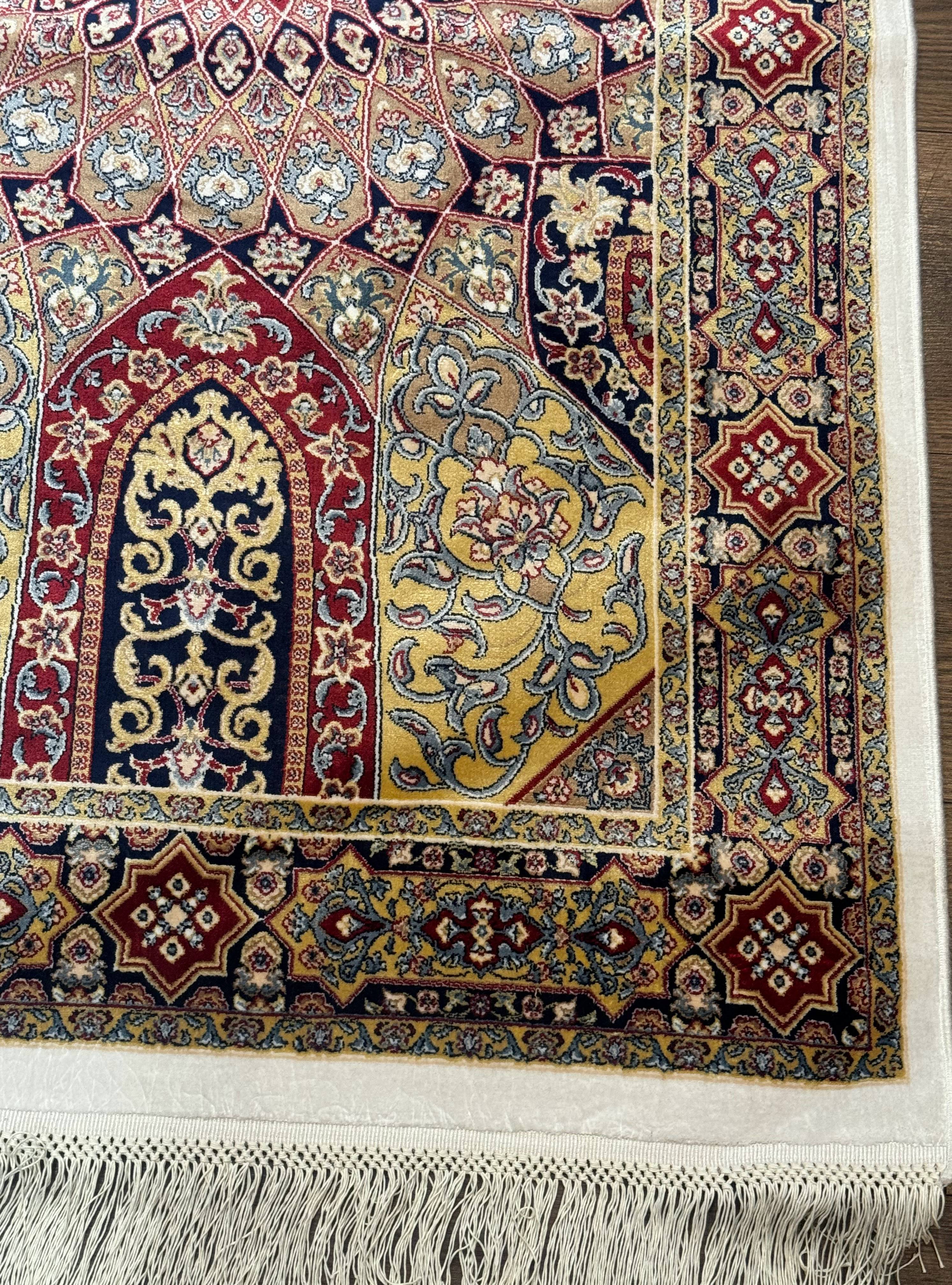 Turkish Silk Runner Rug 2.6 x 10, Dome Design, Hereke Runner, Bamboo Silk, New - Jewel Rugs