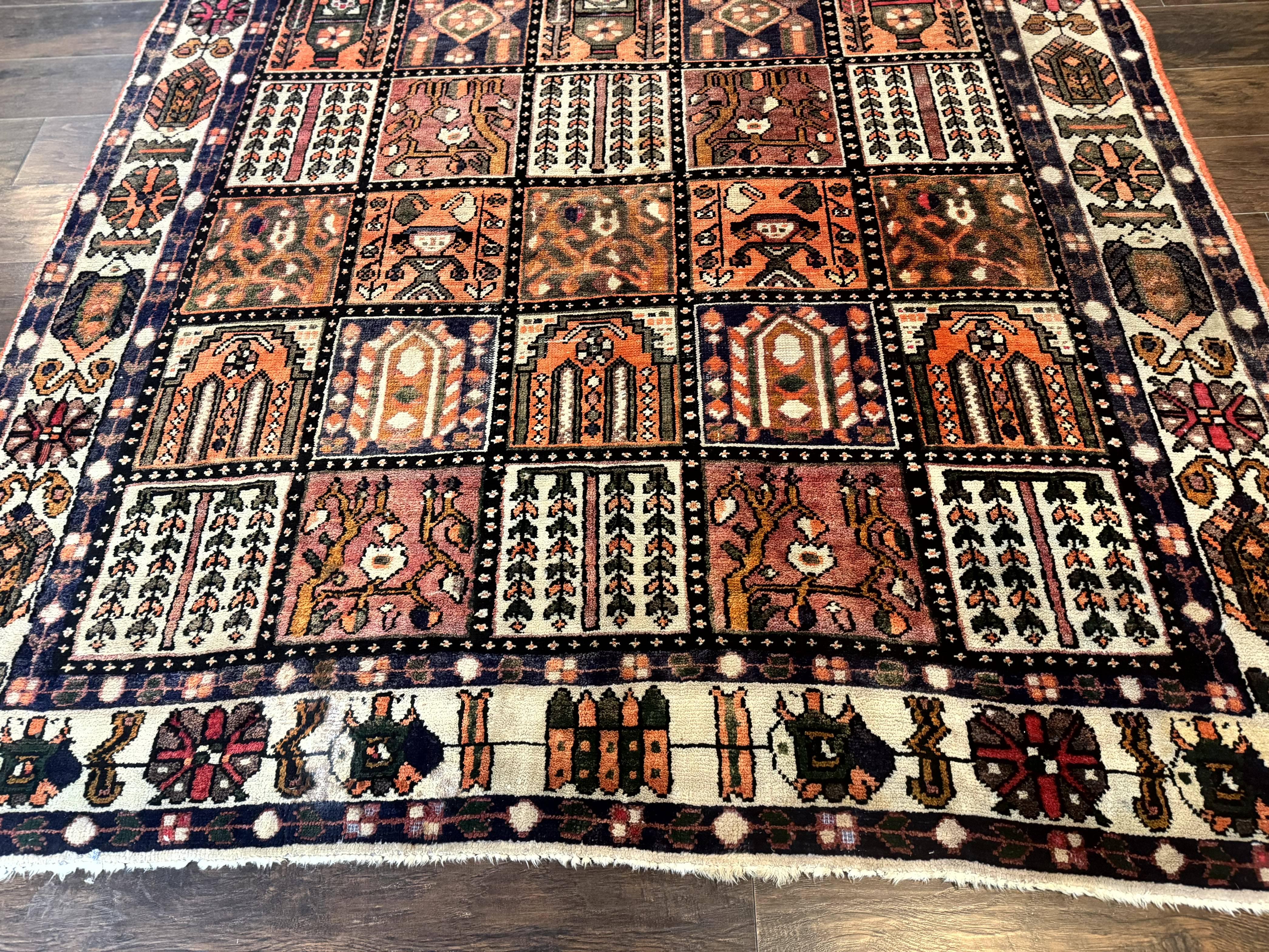 Persian Bakhtiari Tribal Rug 7x10, Panel Design, Semi Antique - Jewel Rugs